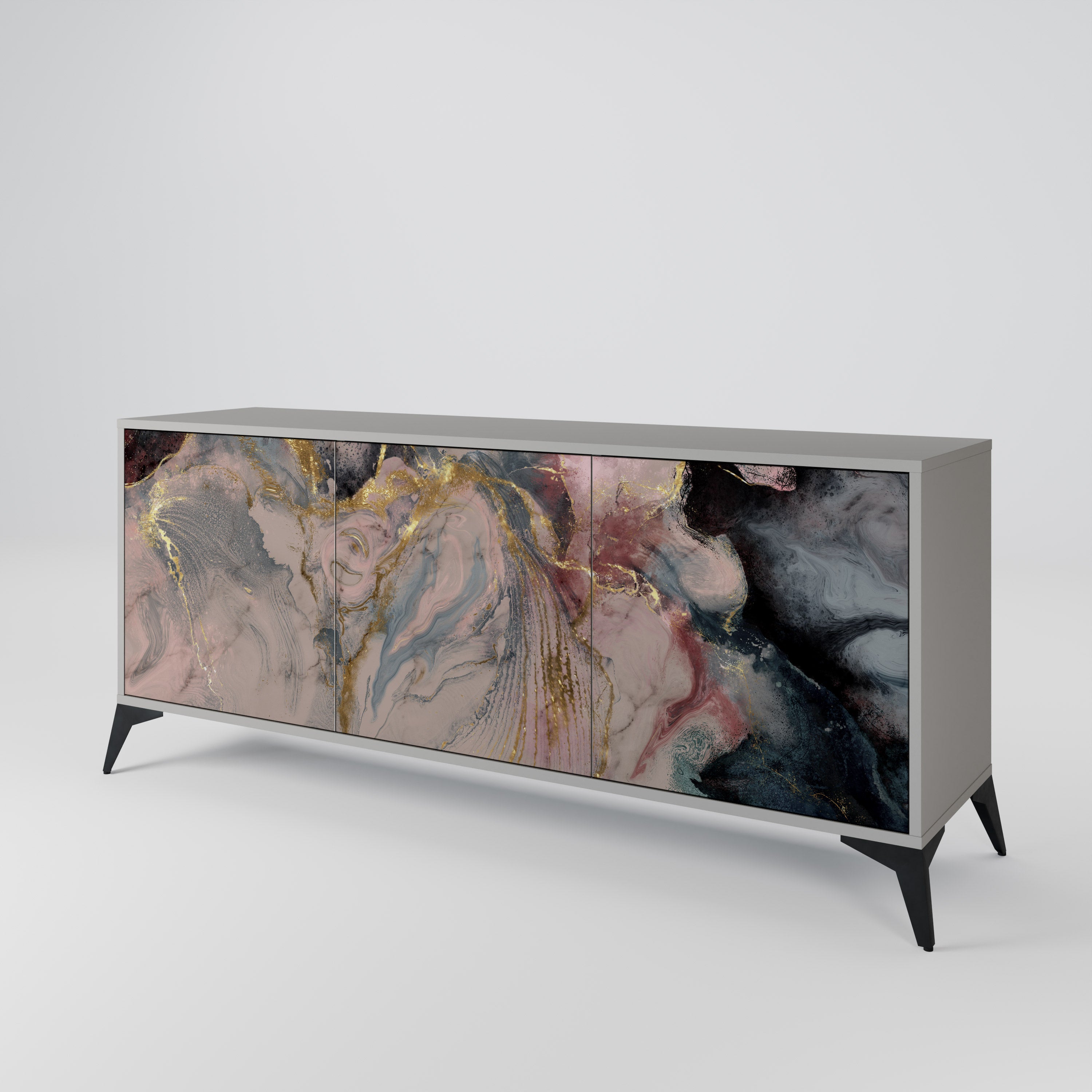 GILDED SWIRLS Komoda 3-drzwiowa korpus Szary