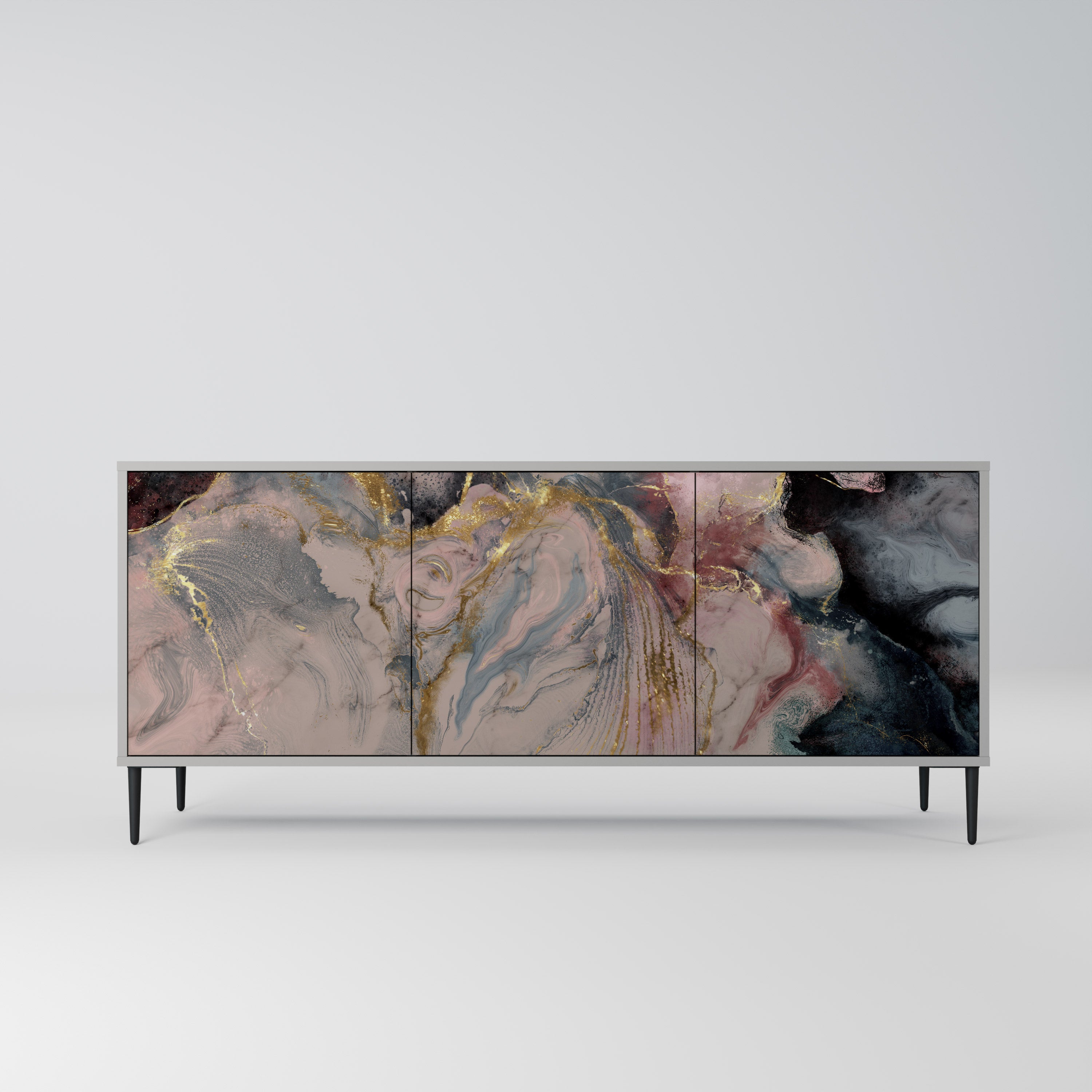 GILDED SWIRLS Komoda 3-drzwiowa korpus Szary