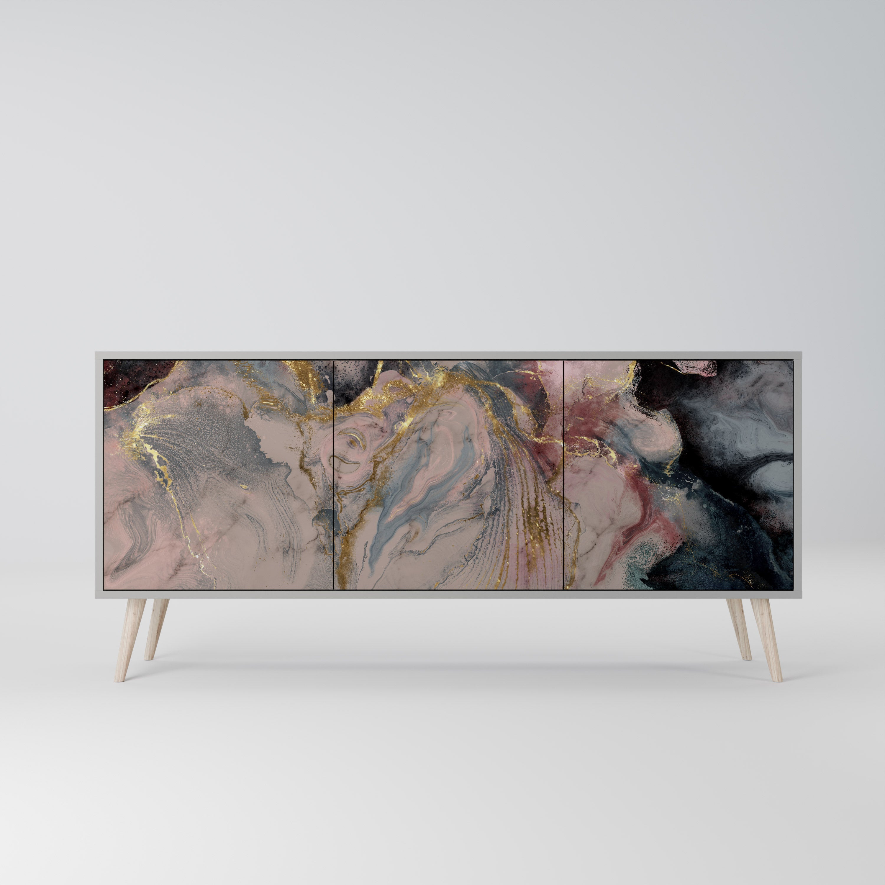 GILDED SWIRLS Komoda 3-drzwiowa korpus Szary