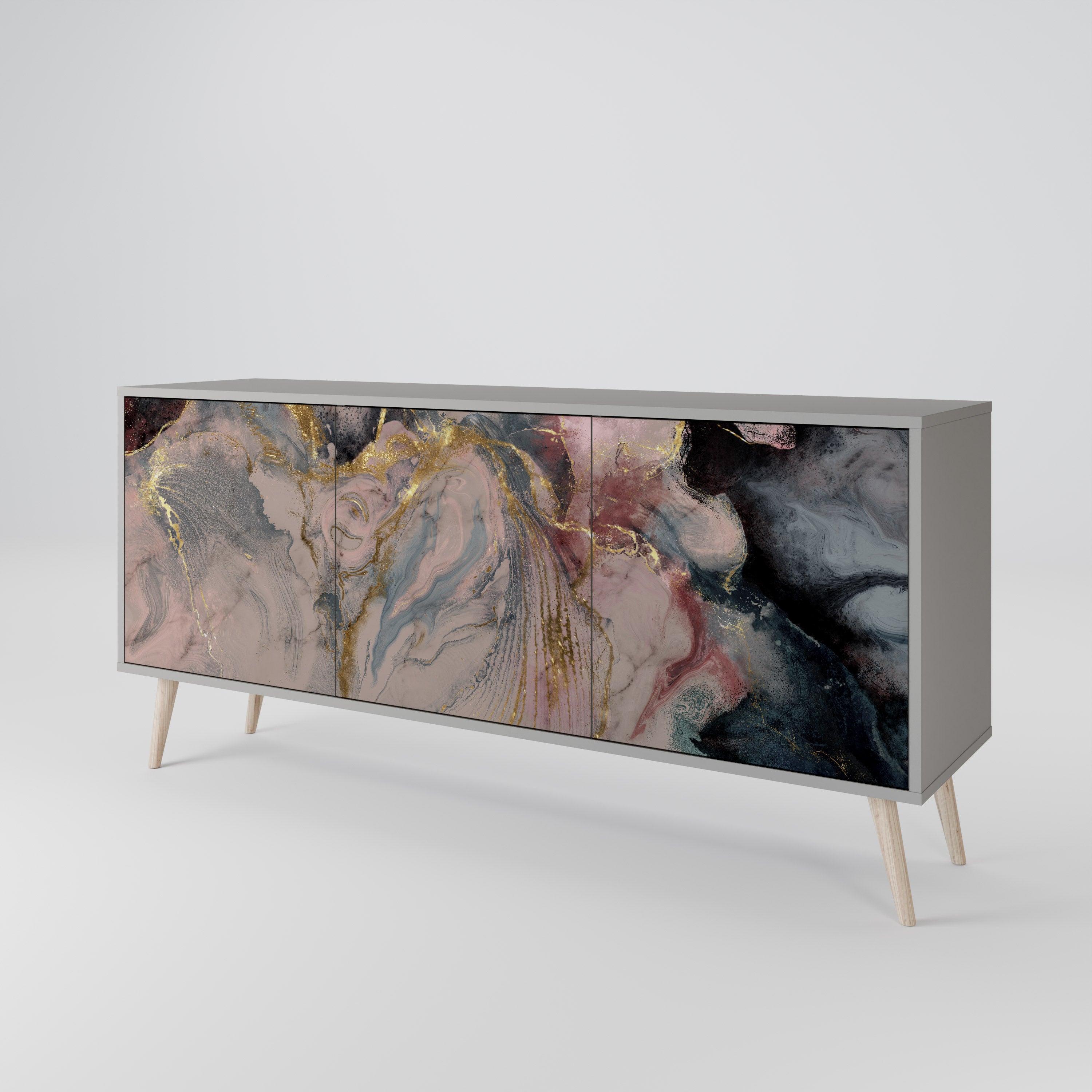 GILDED SWIRLS Komoda 3-drzwiowa korpus Szary