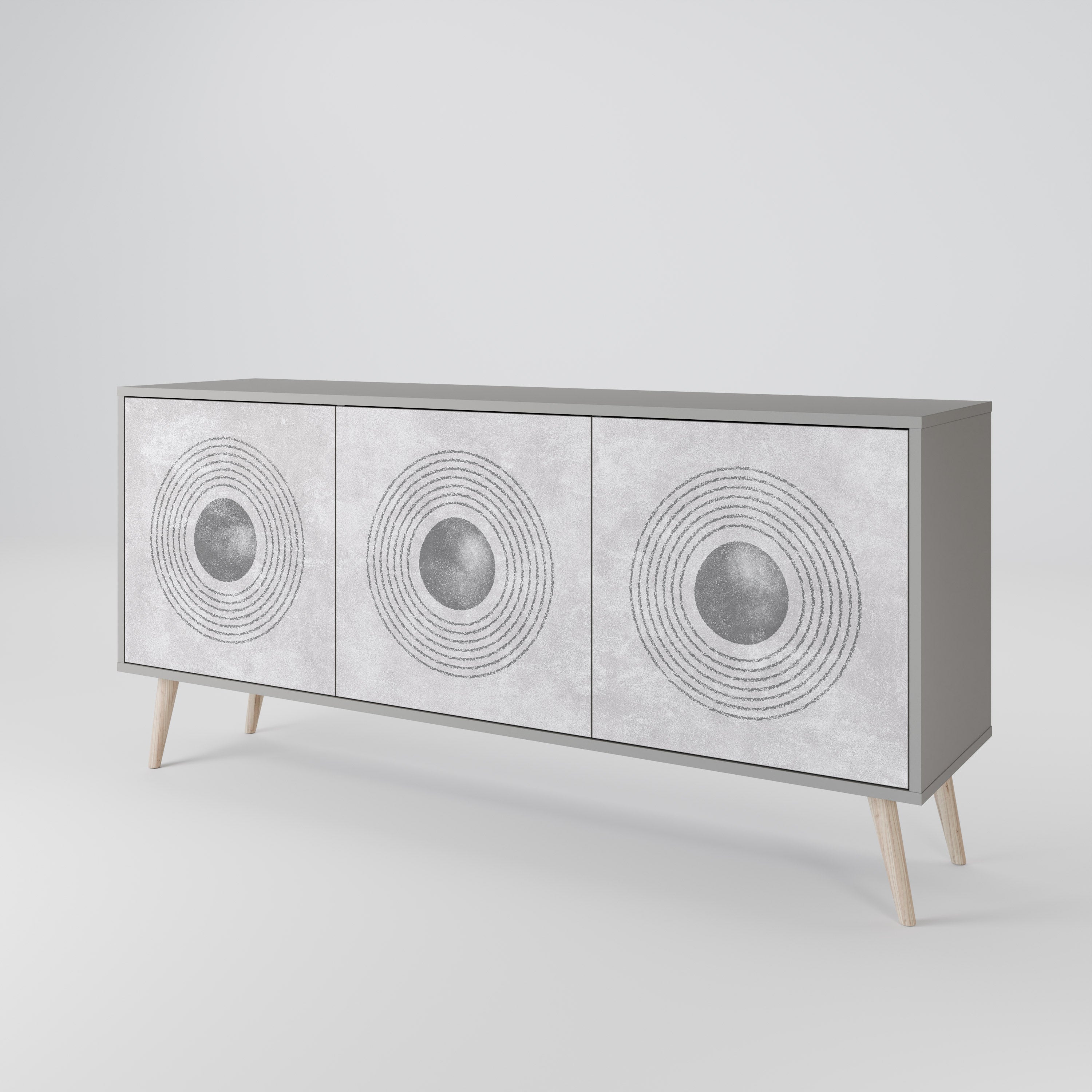 SOLID CIRCLES Komoda 3-drzwiowa korpus Szary