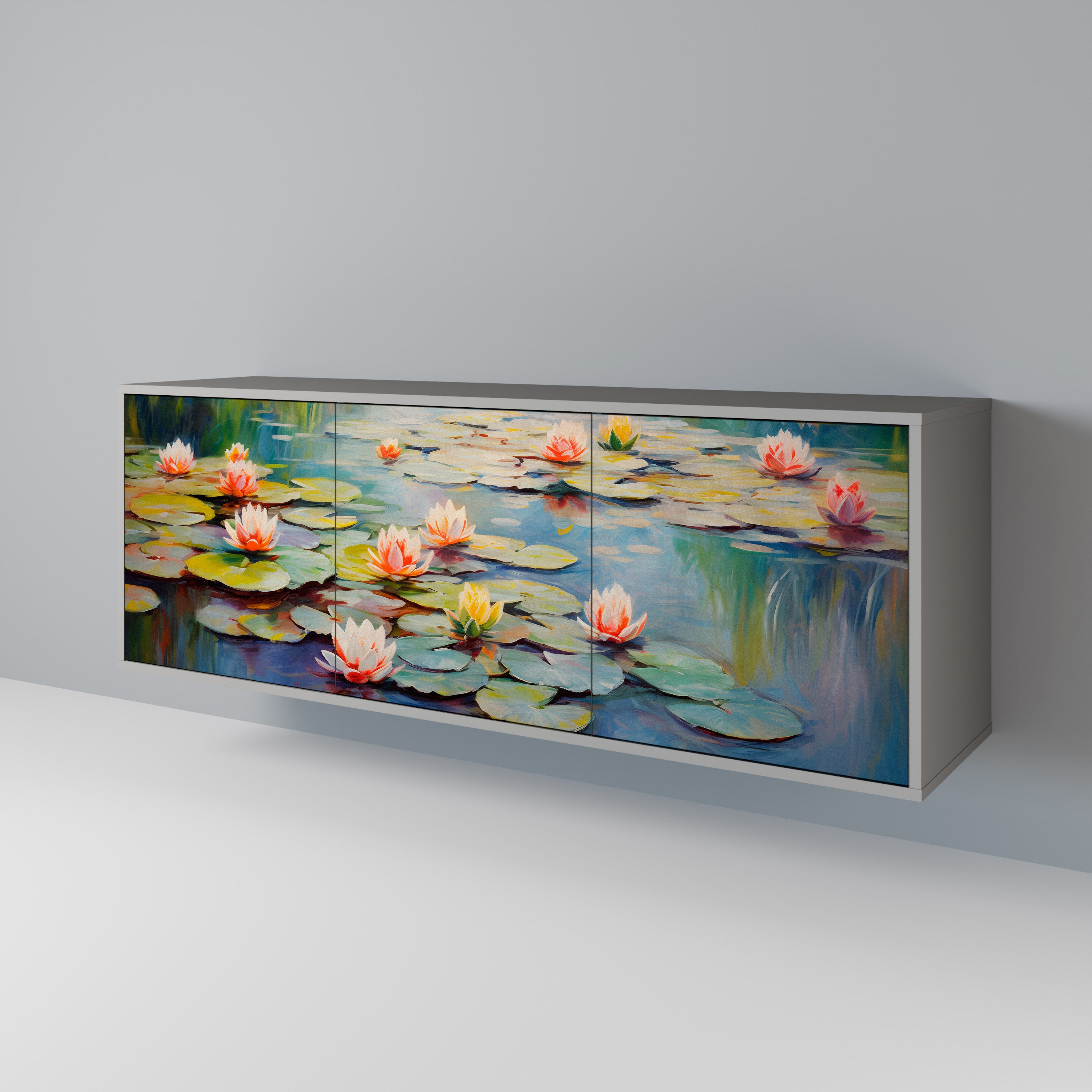 BLOOMING WATERS Komoda 3-drzwiowa korpus Szary