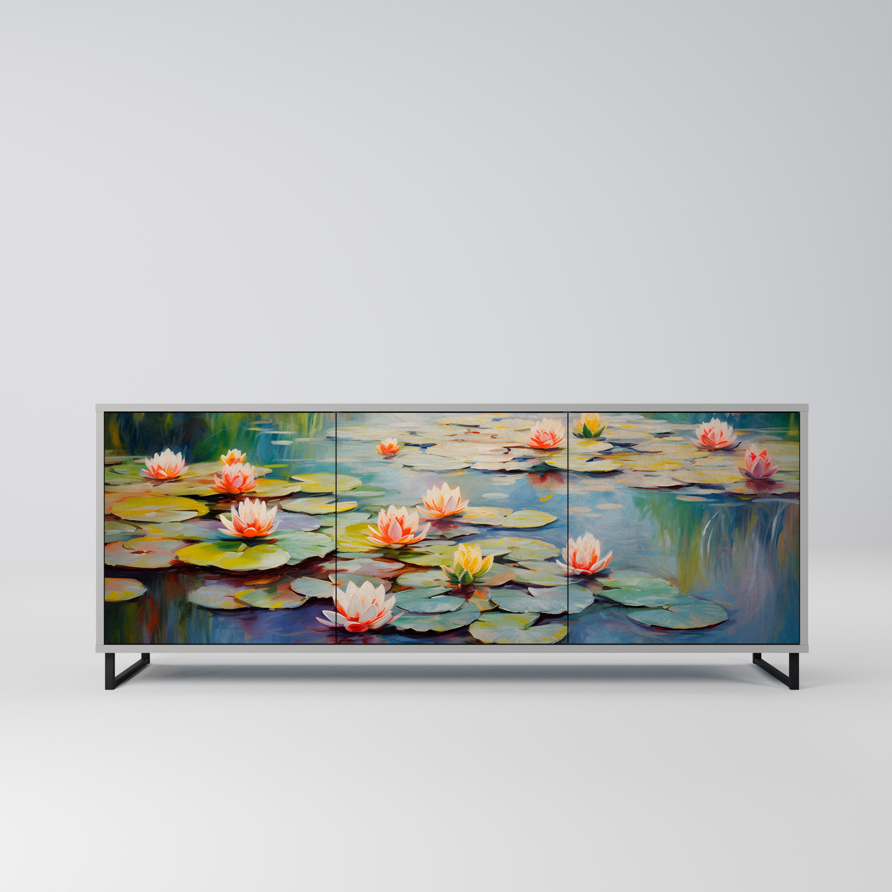 BLOOMING WATERS Komoda 3-drzwiowa korpus Szary