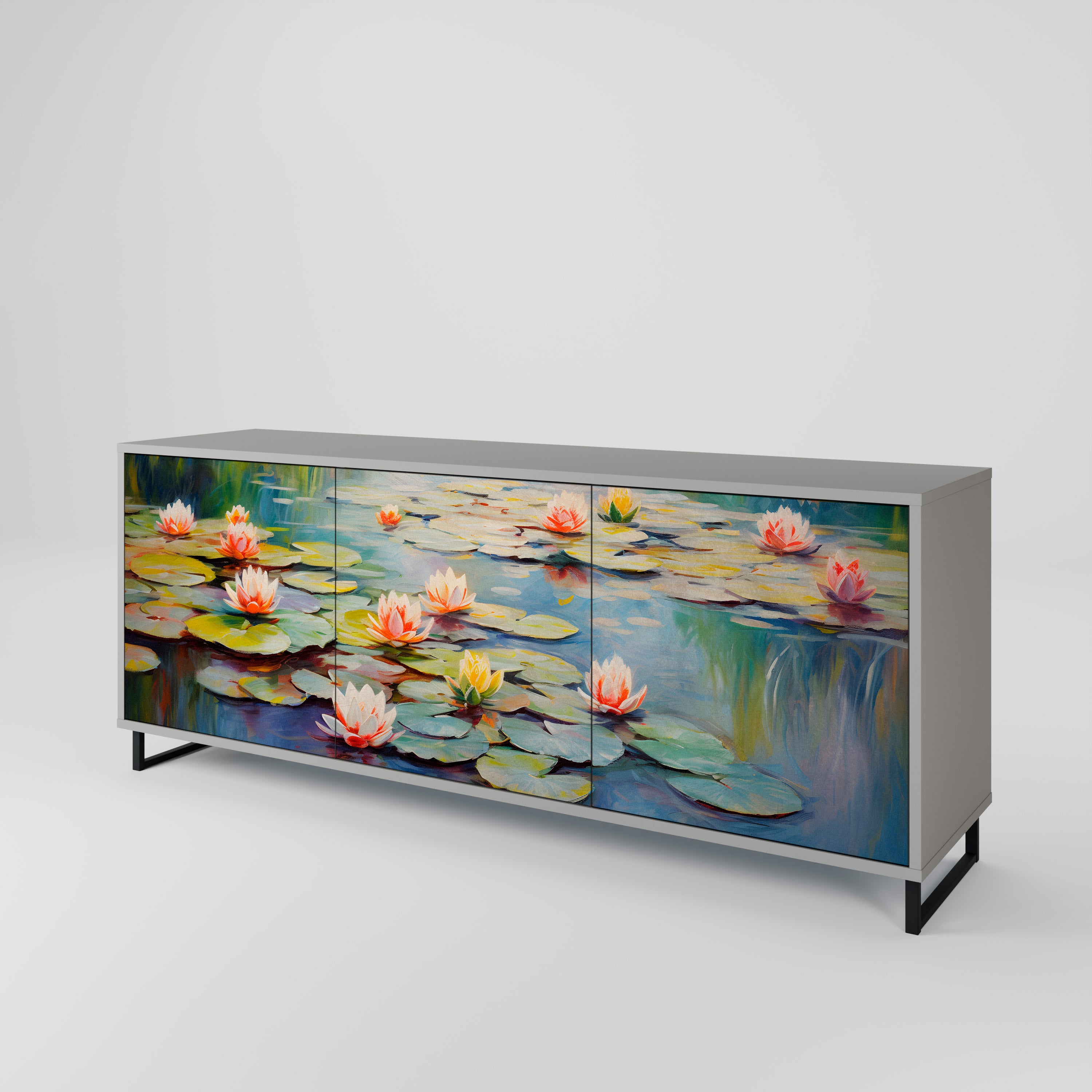 BLOOMING WATERS Komoda 3-drzwiowa korpus Szary