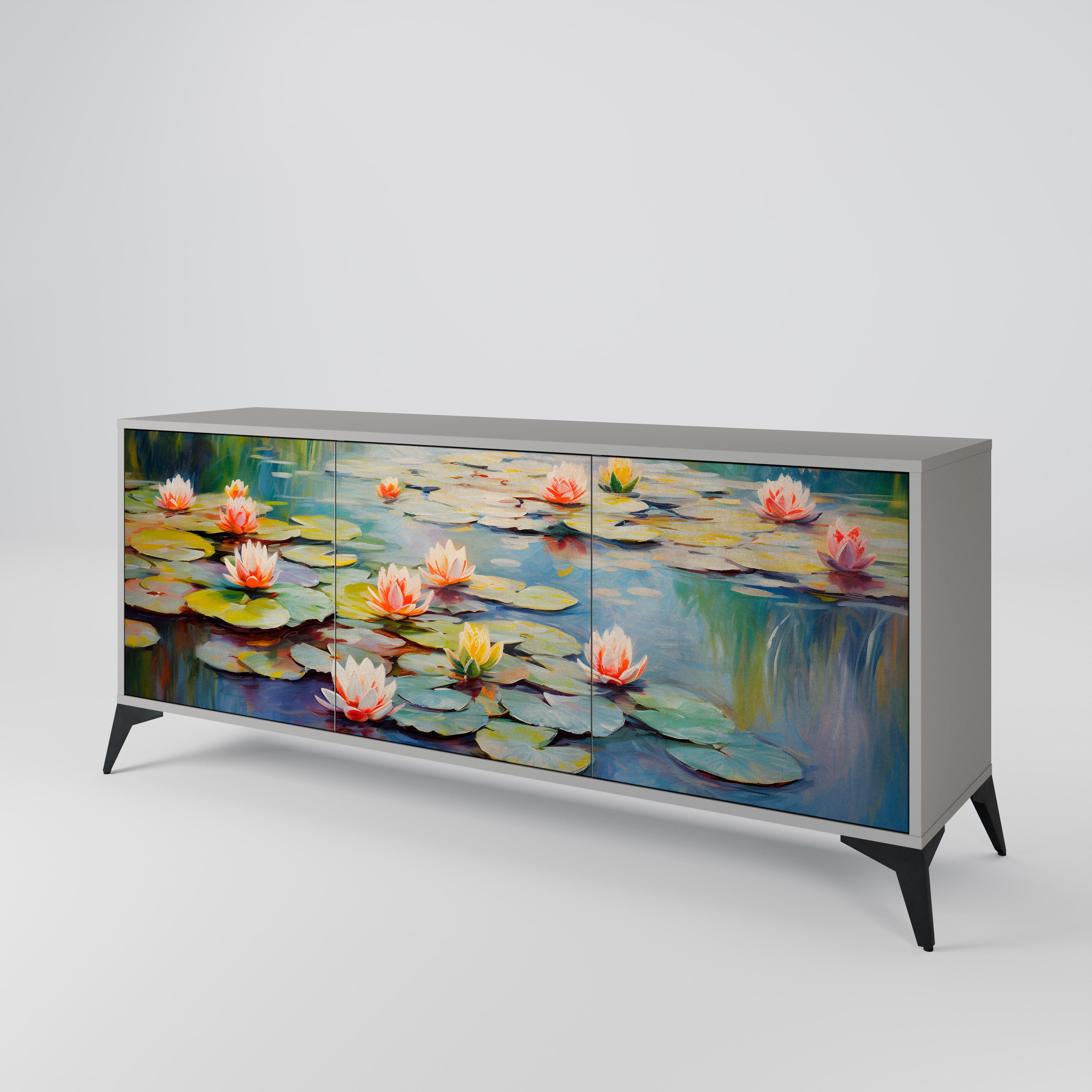 BLOOMING WATERS Komoda 3-drzwiowa korpus Szary