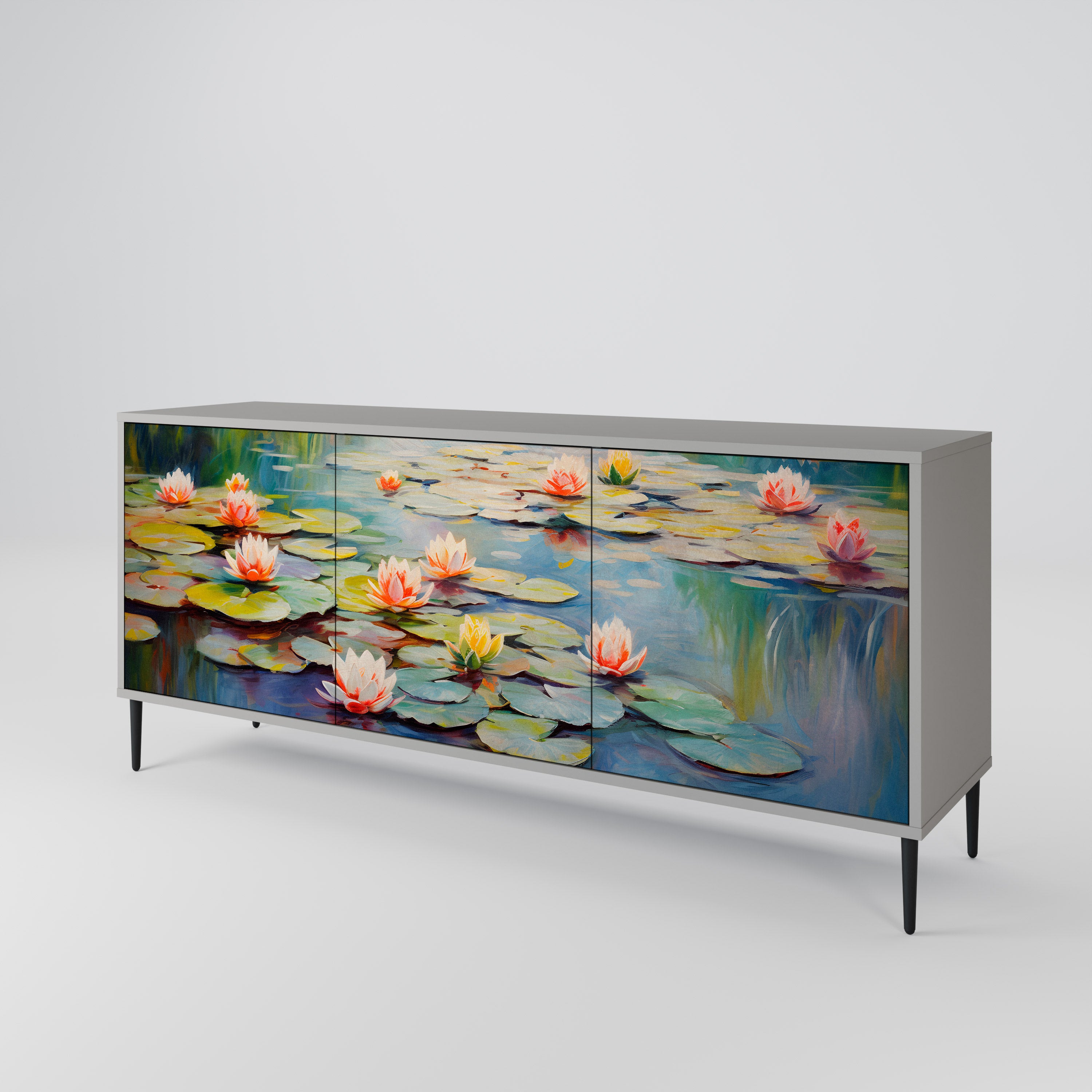 BLOOMING WATERS Komoda 3-drzwiowa korpus Szary