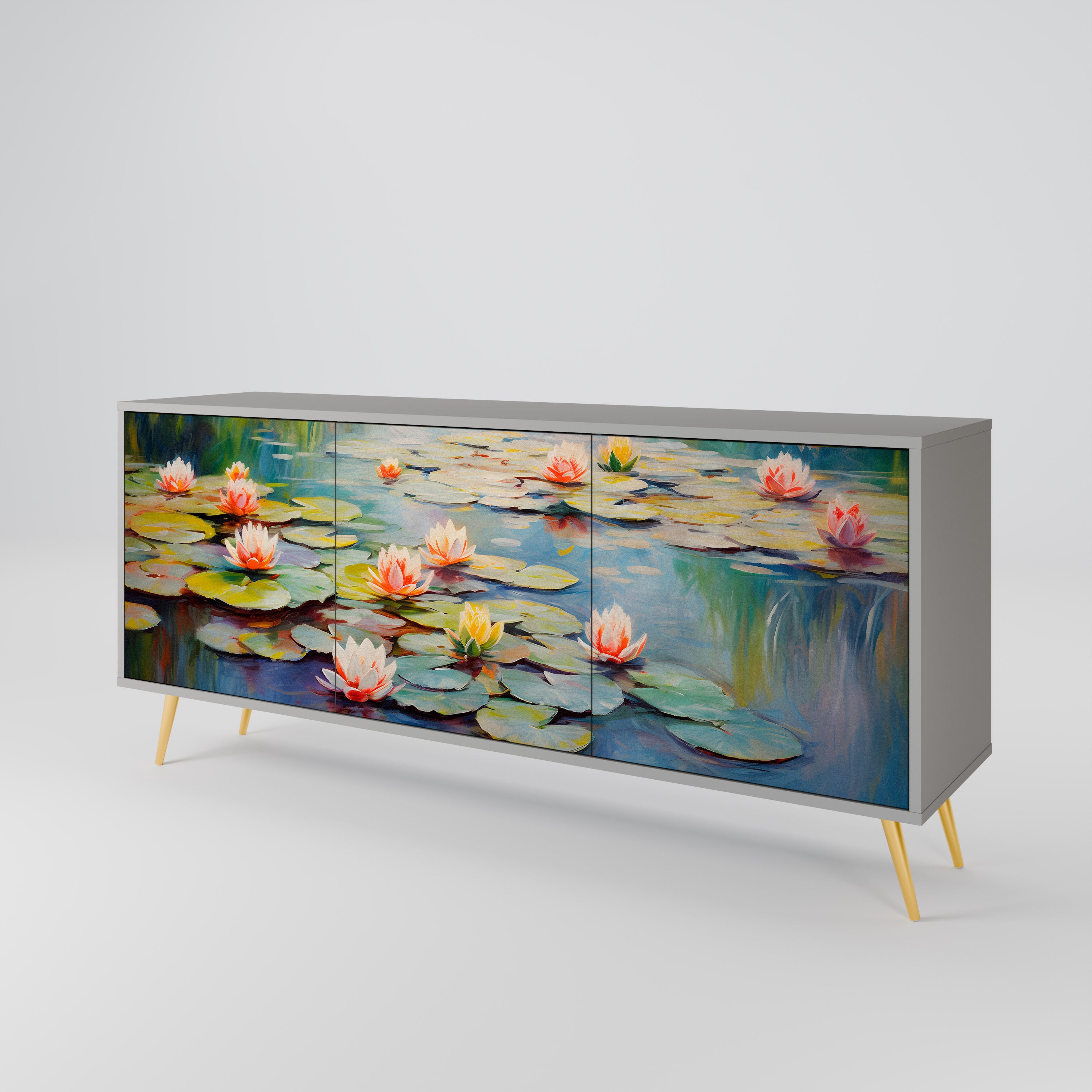 BLOOMING WATERS Komoda 3-drzwiowa korpus Szary