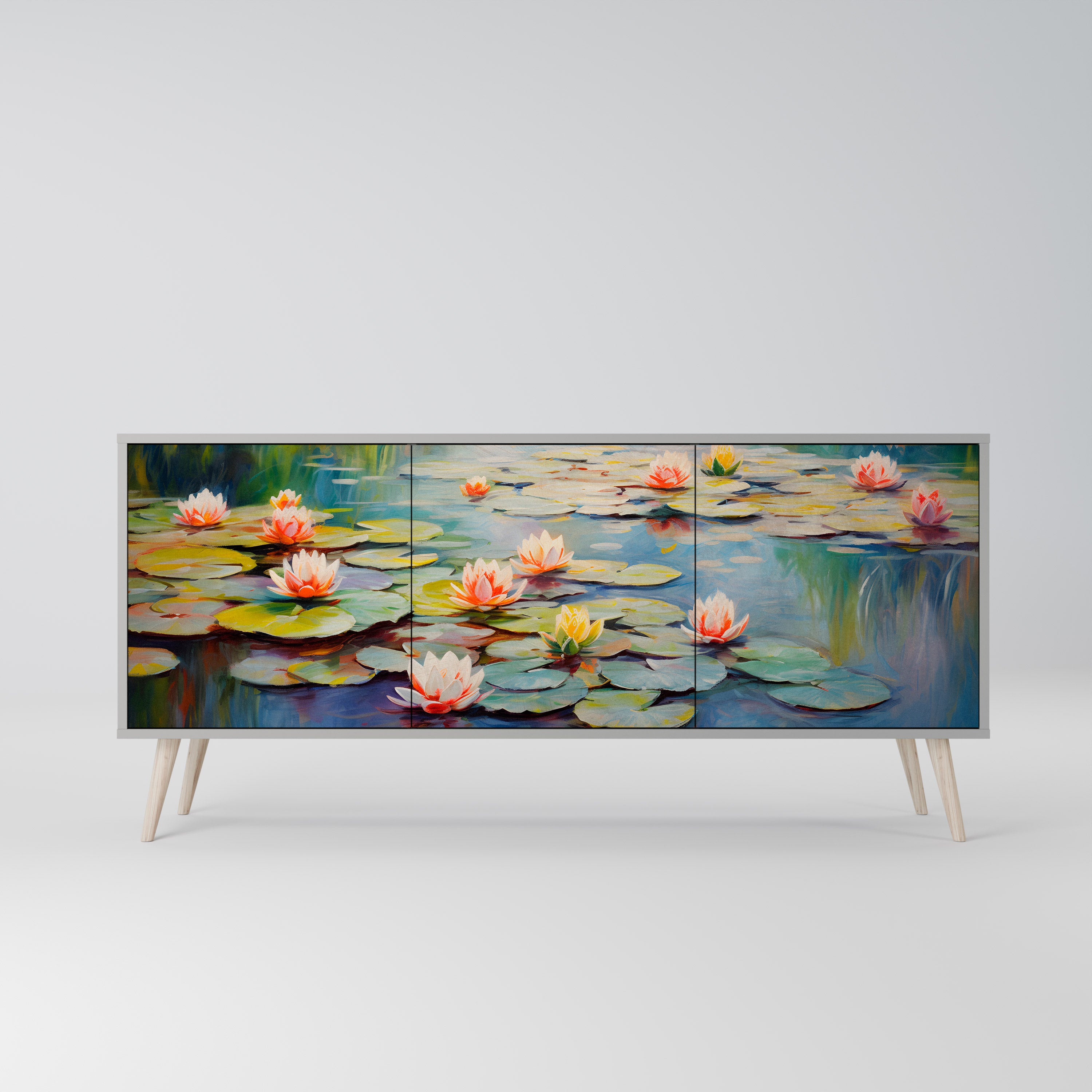 BLOOMING WATERS Komoda 3-drzwiowa korpus Szary