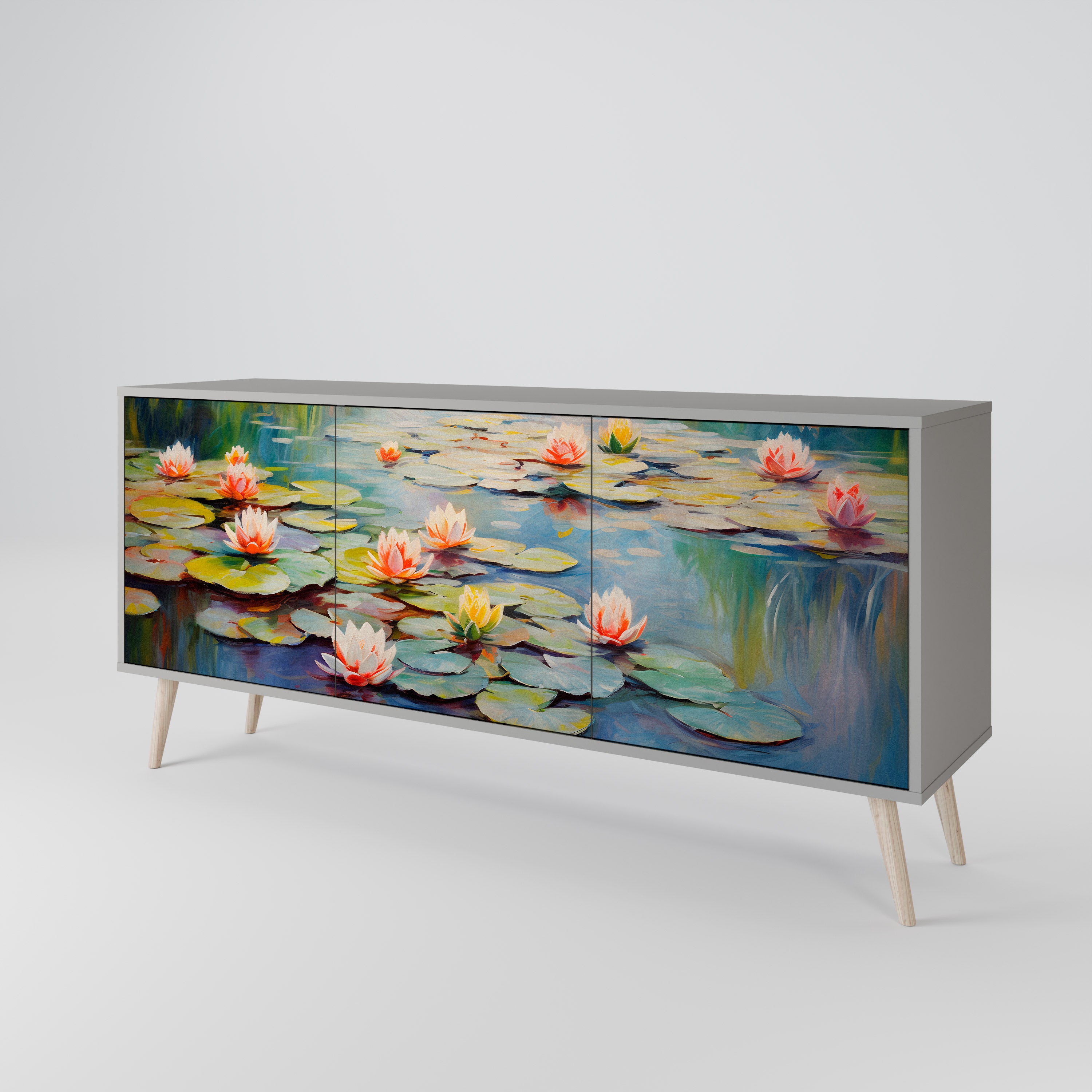 BLOOMING WATERS Komoda 3-drzwiowa korpus Szary