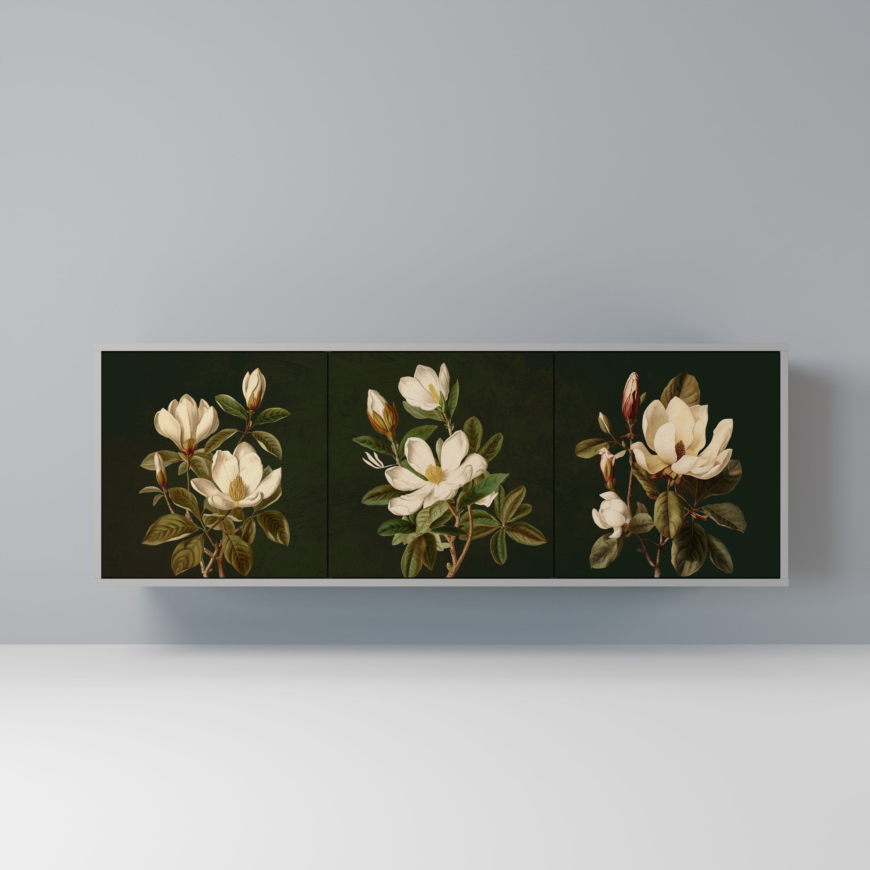 FLORAL NOIR Komoda 3-drzwiowa korpus Szary