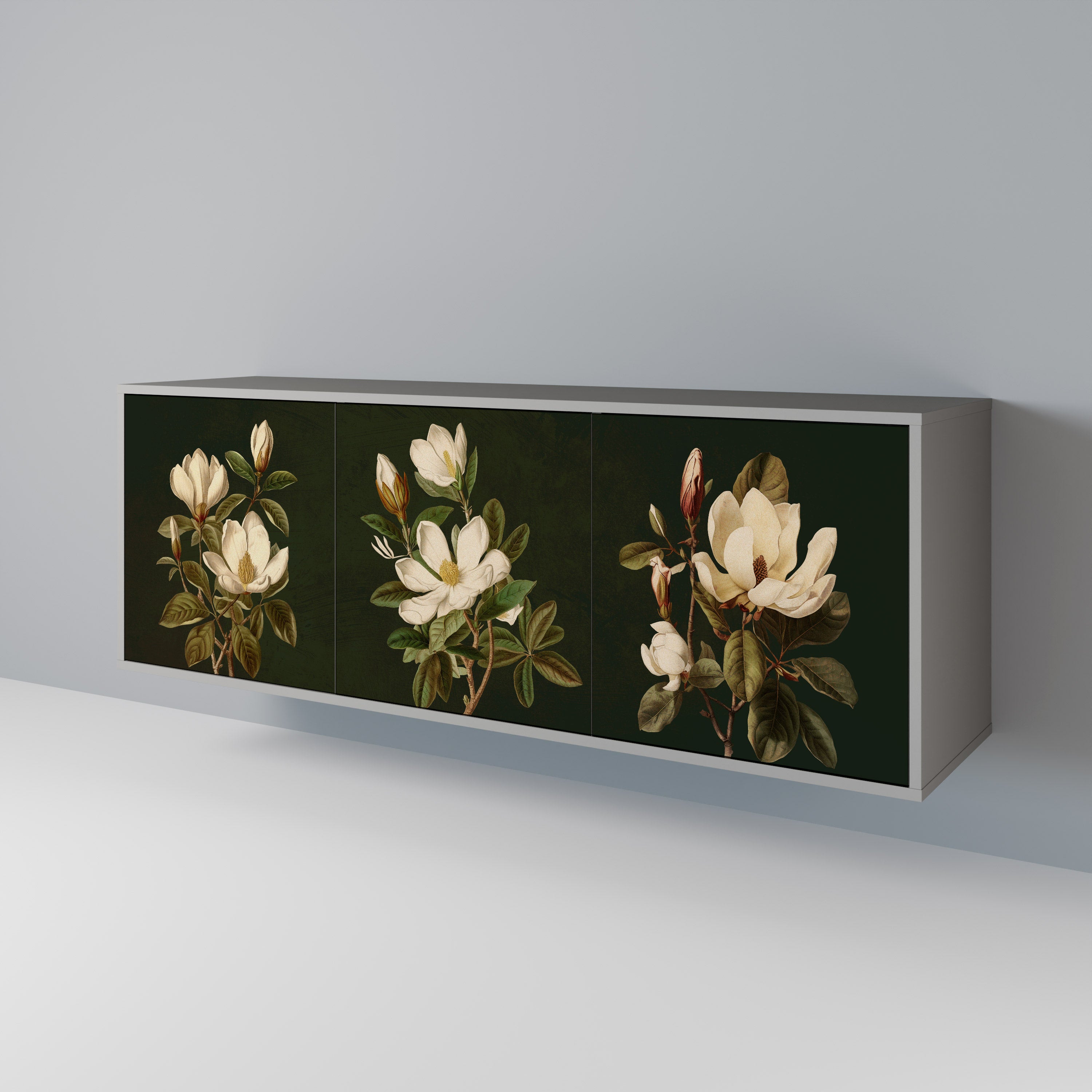 FLORAL NOIR Komoda 3-drzwiowa korpus Szary