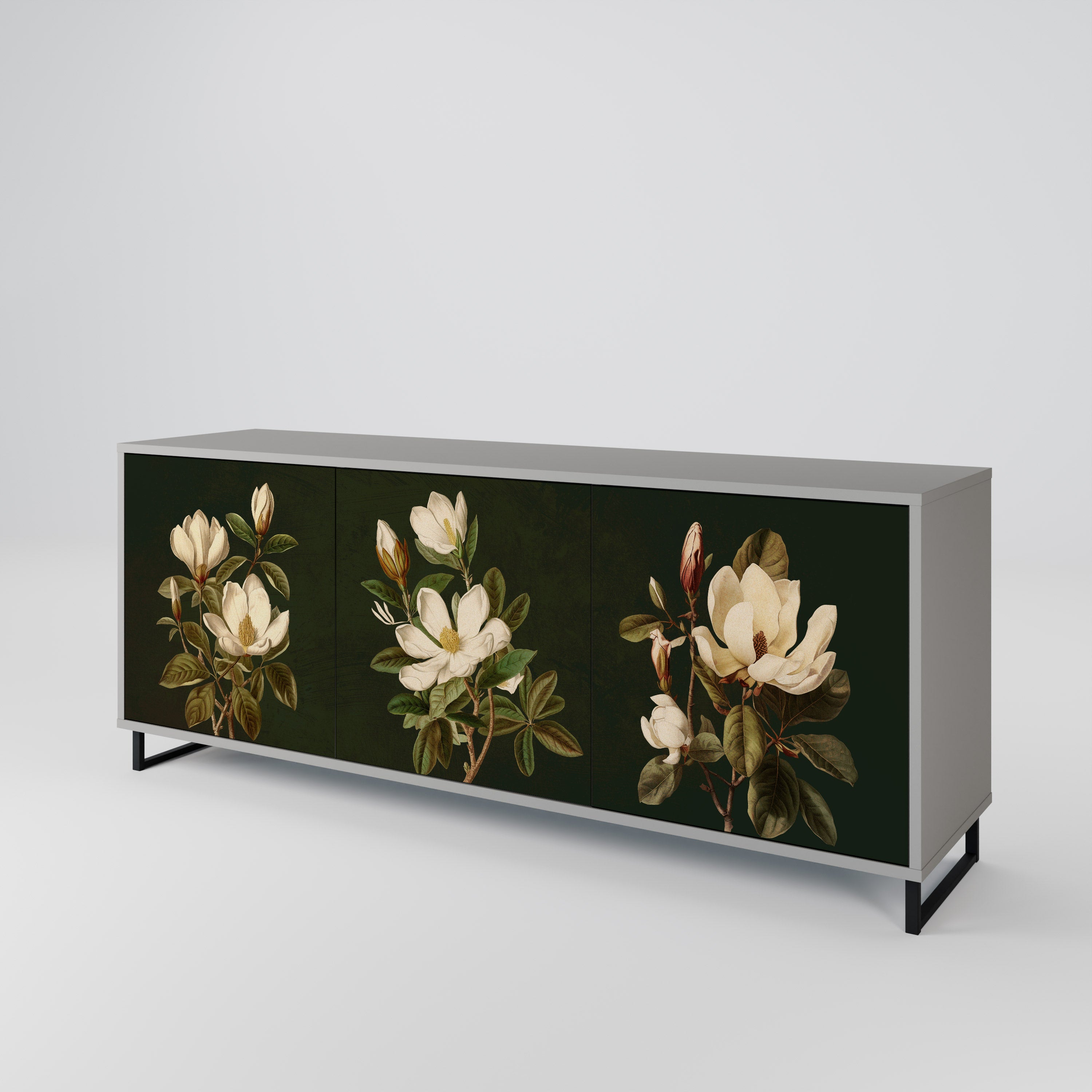FLORAL NOIR Komoda 3-drzwiowa korpus Szary