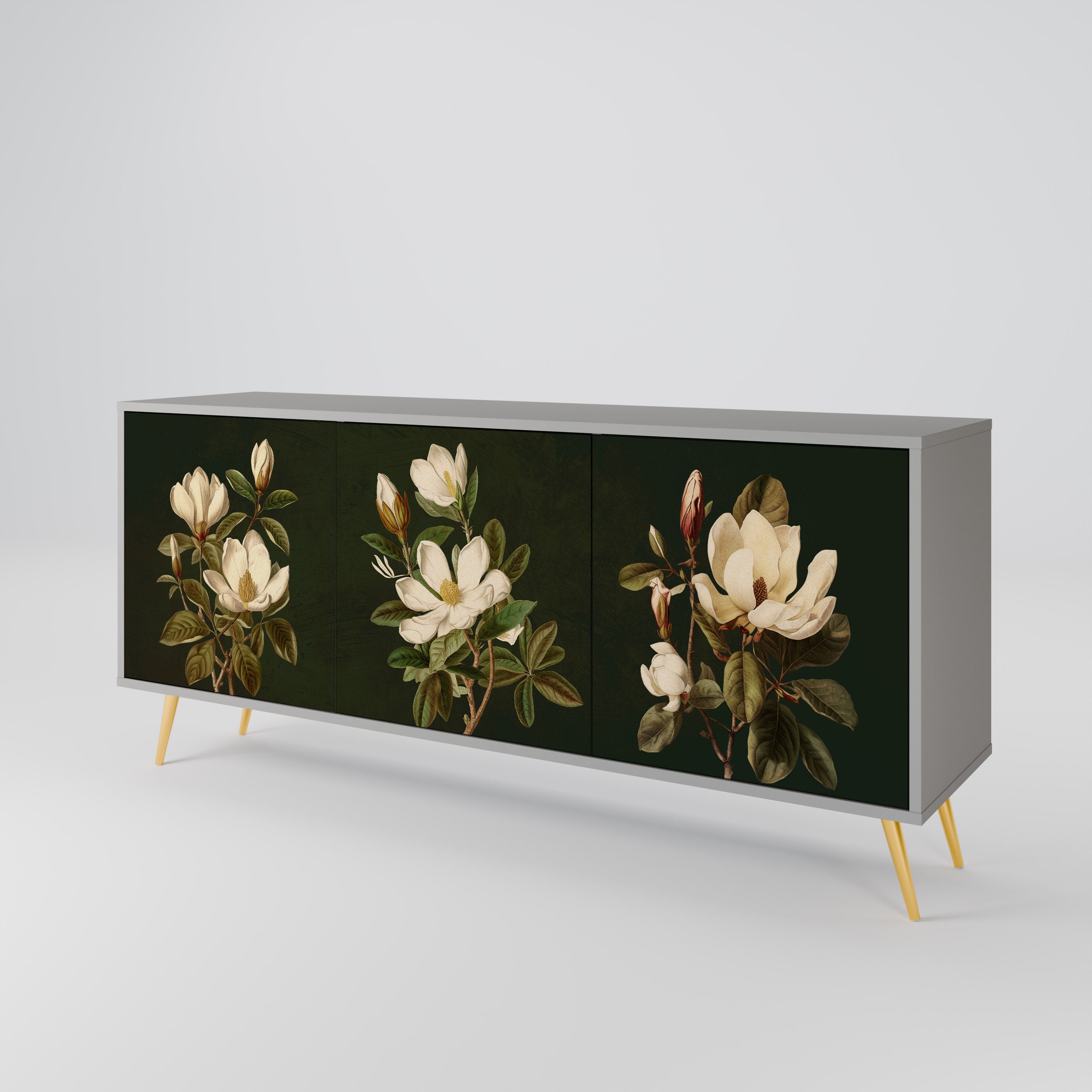 FLORAL NOIR Komoda 3-drzwiowa korpus Szary