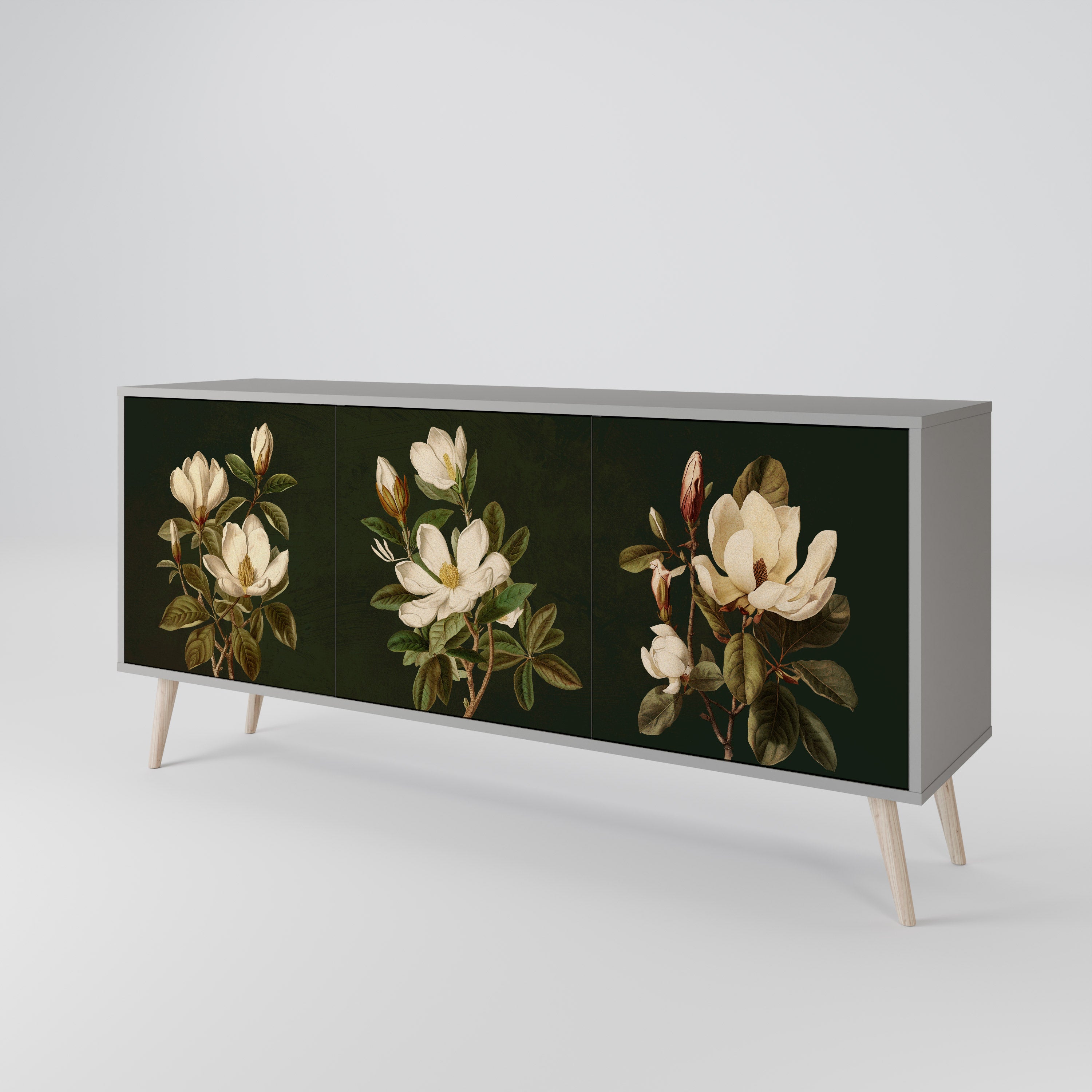 FLORAL NOIR Komoda 3-drzwiowa korpus Szary