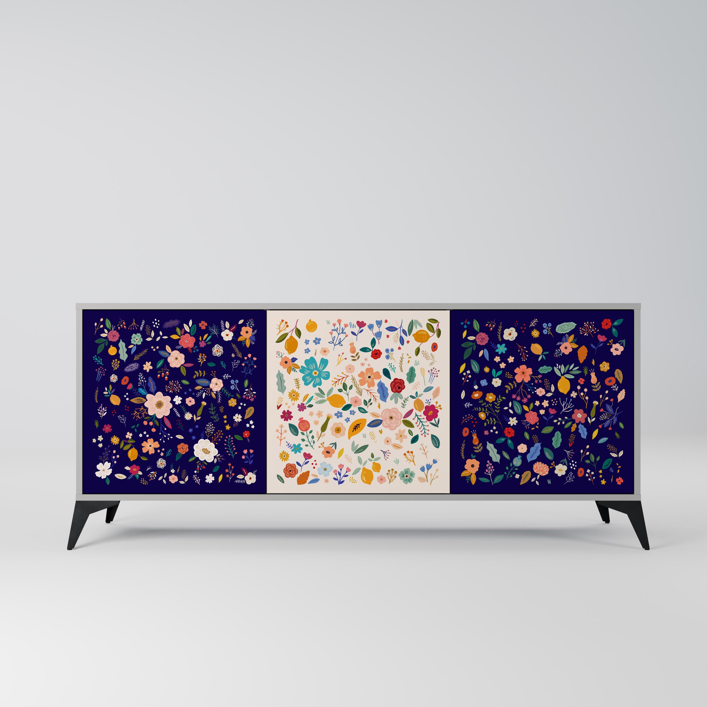 FLORAL COMBINATION Komoda 3-drzwiowa korpus Szary