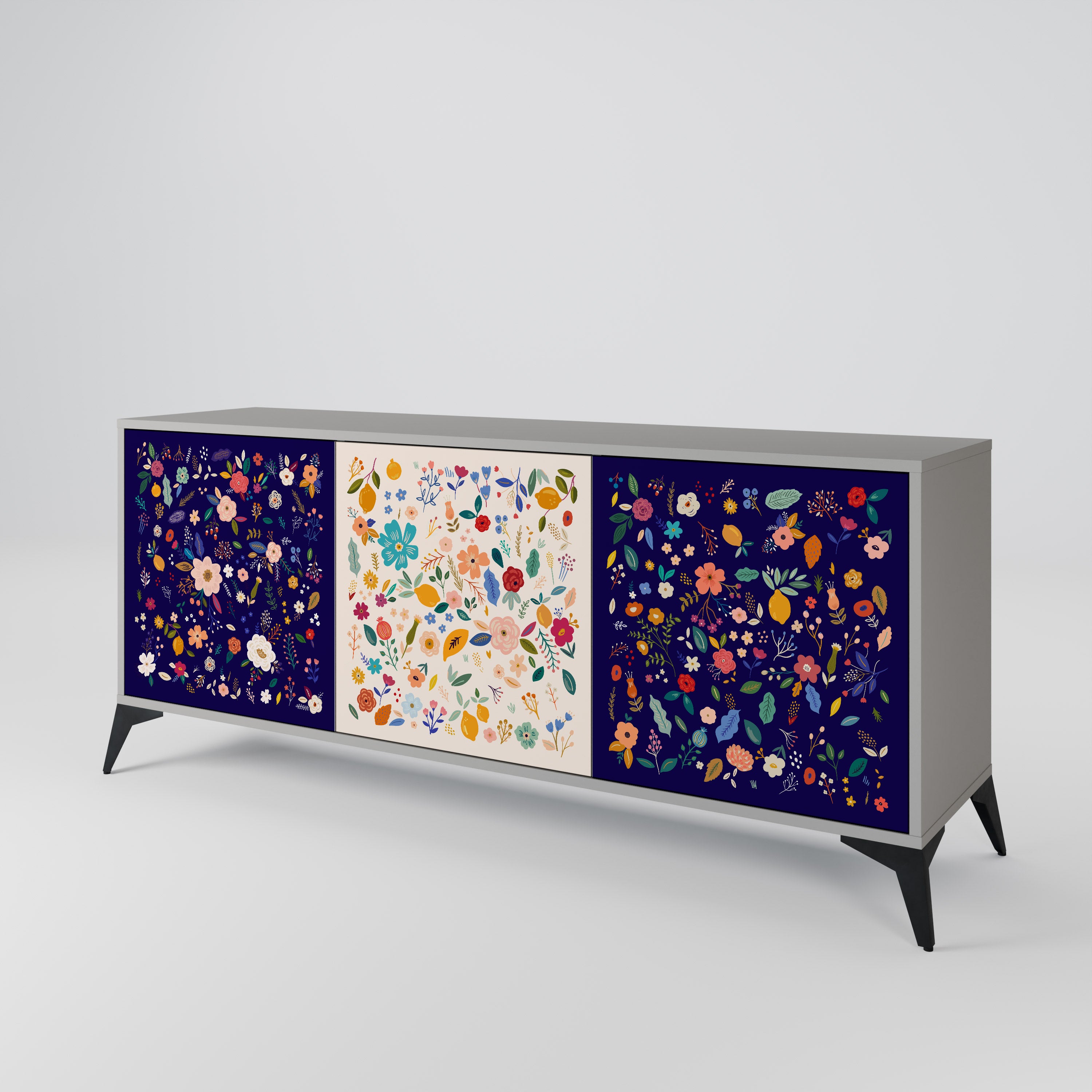 FLORAL COMBINATION Komoda 3-drzwiowa korpus Szary