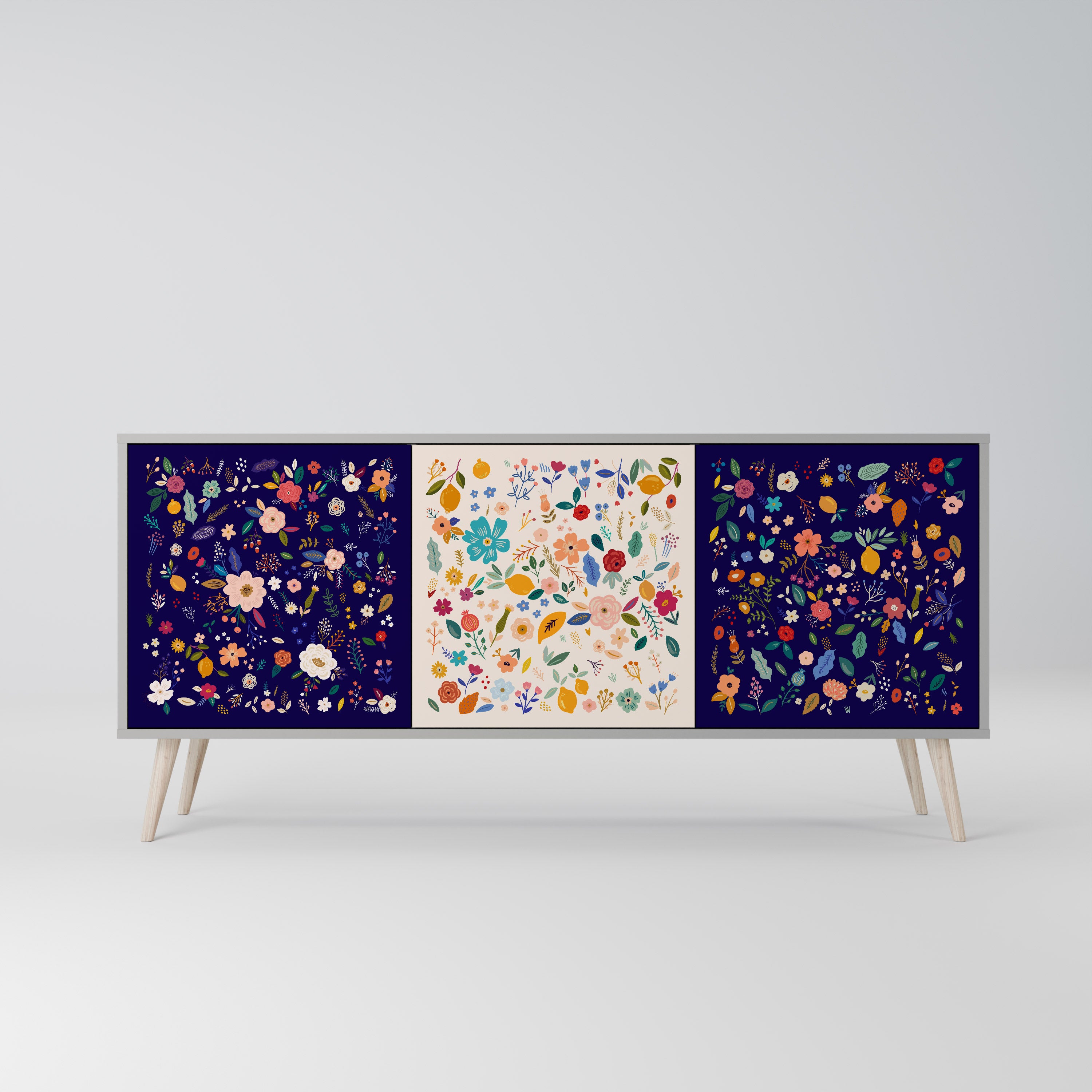 FLORAL COMBINATION Komoda 3-drzwiowa korpus Szary