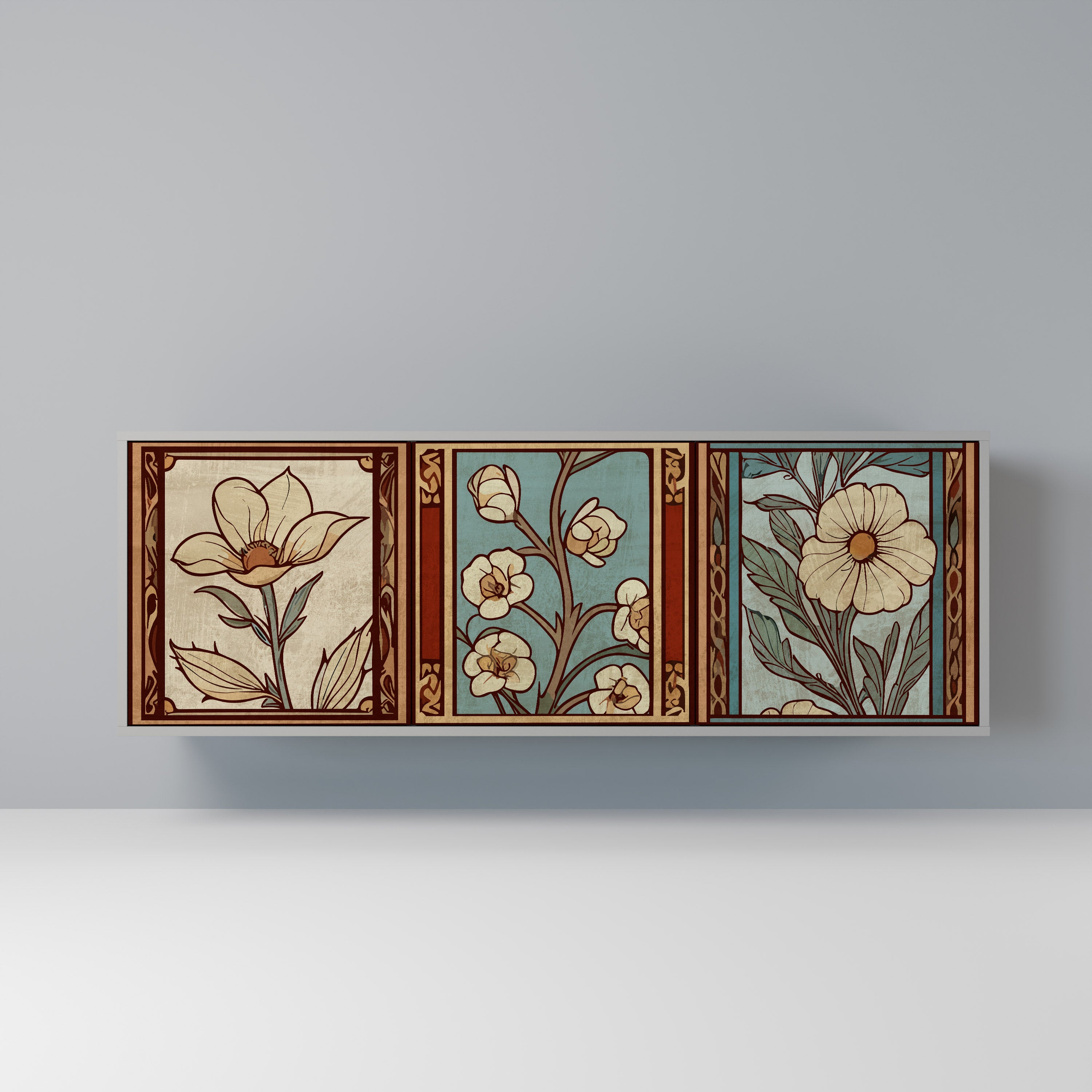 TIMELESS FLORA Komoda 3-drzwiowa korpus Szary