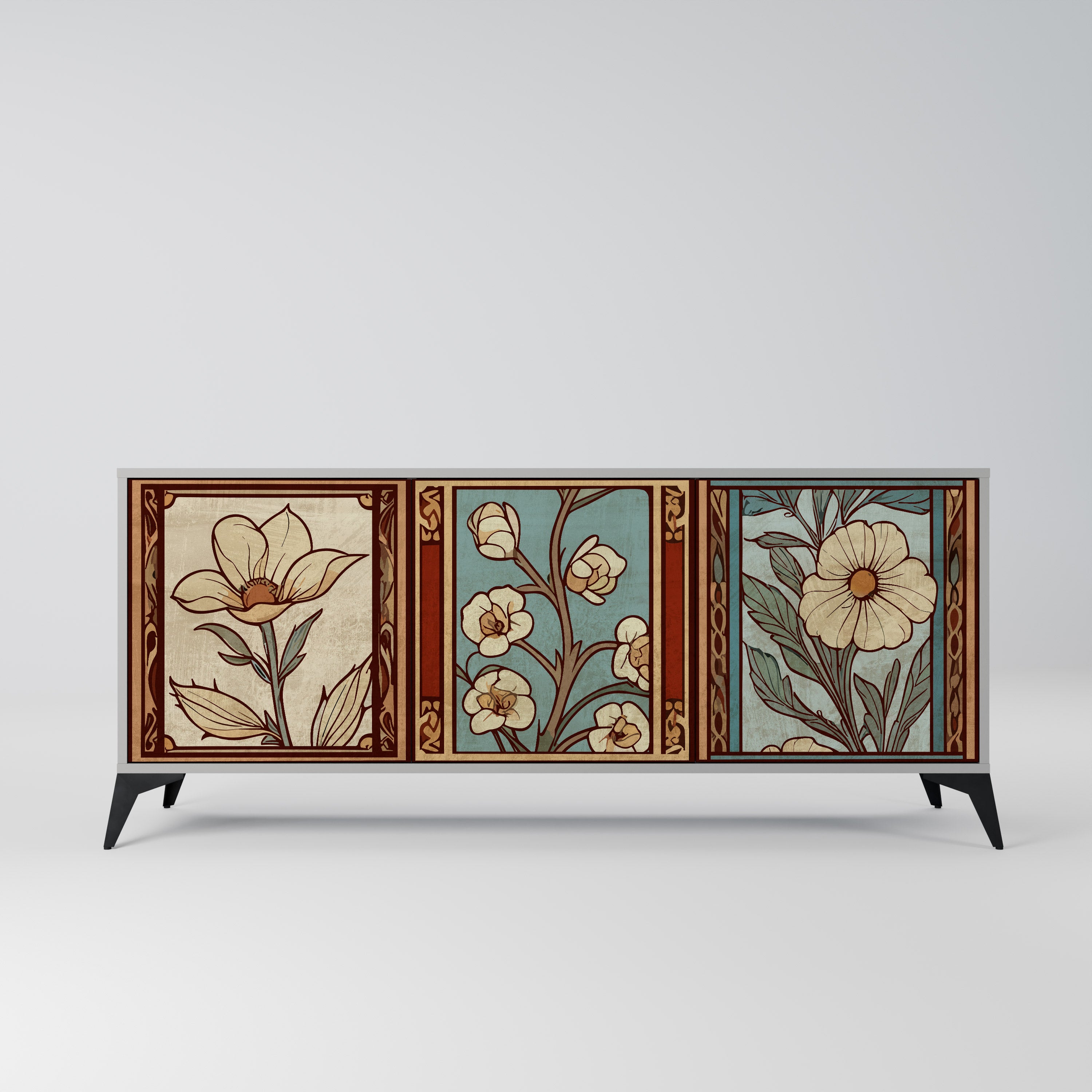 TIMELESS FLORA Komoda 3-drzwiowa korpus Szary