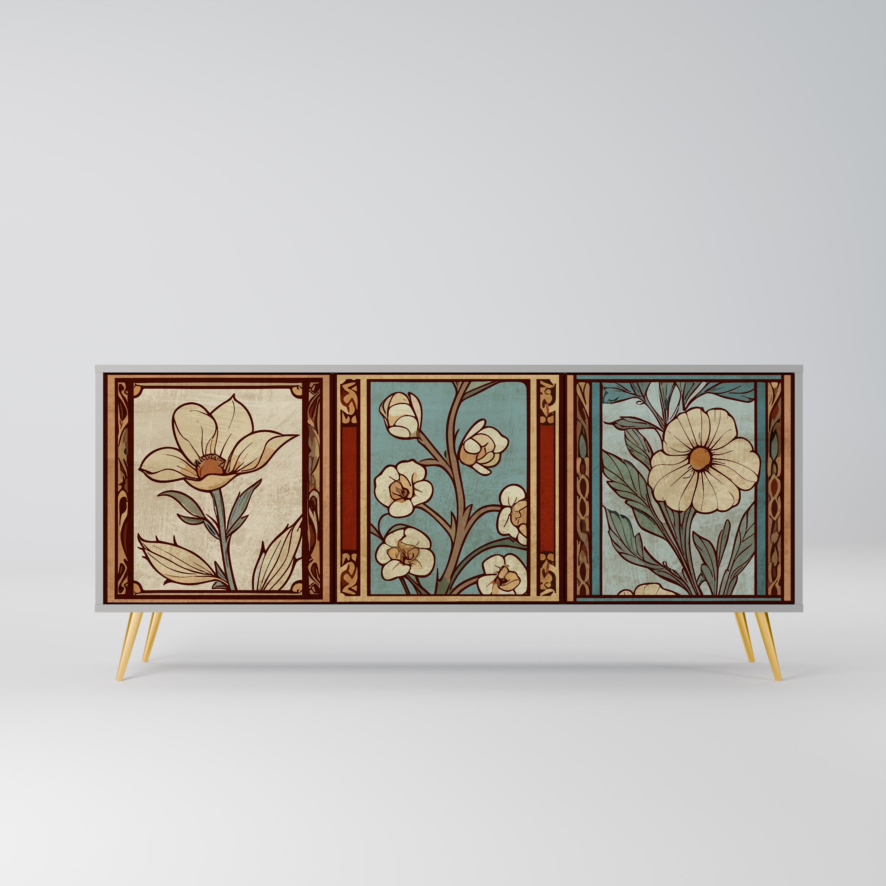 TIMELESS FLORA Komoda 3-drzwiowa korpus Szary