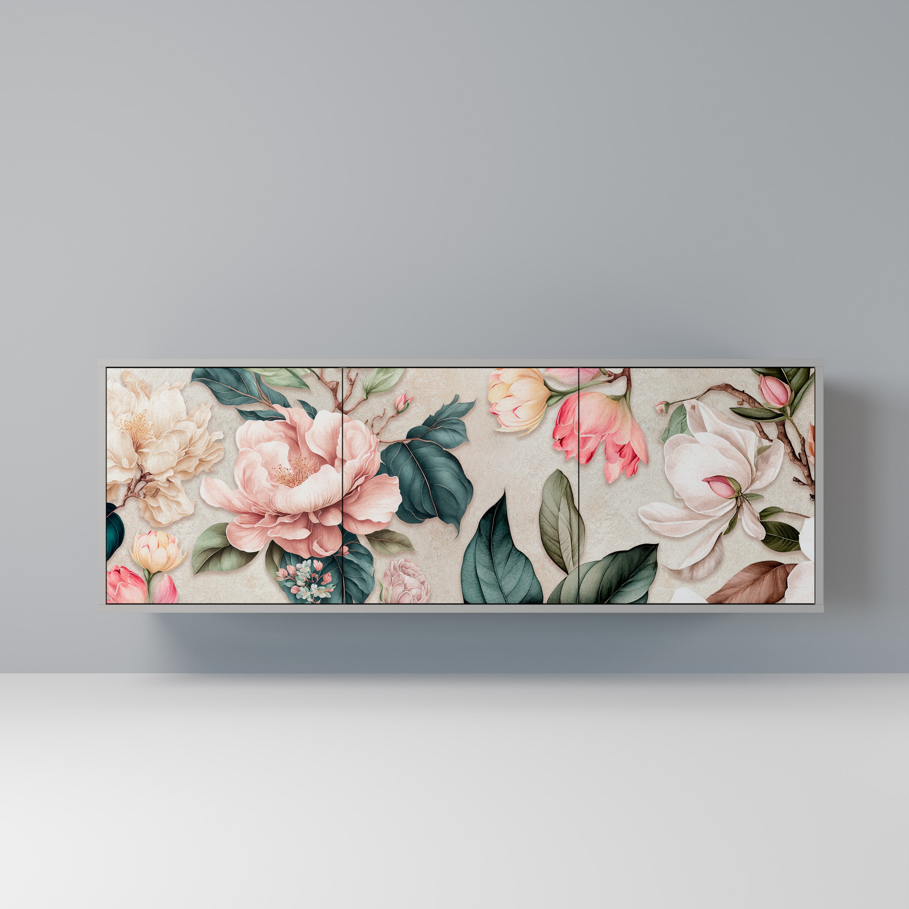 FLORAL GRACE Komoda 3-drzwiowa korpus Szary