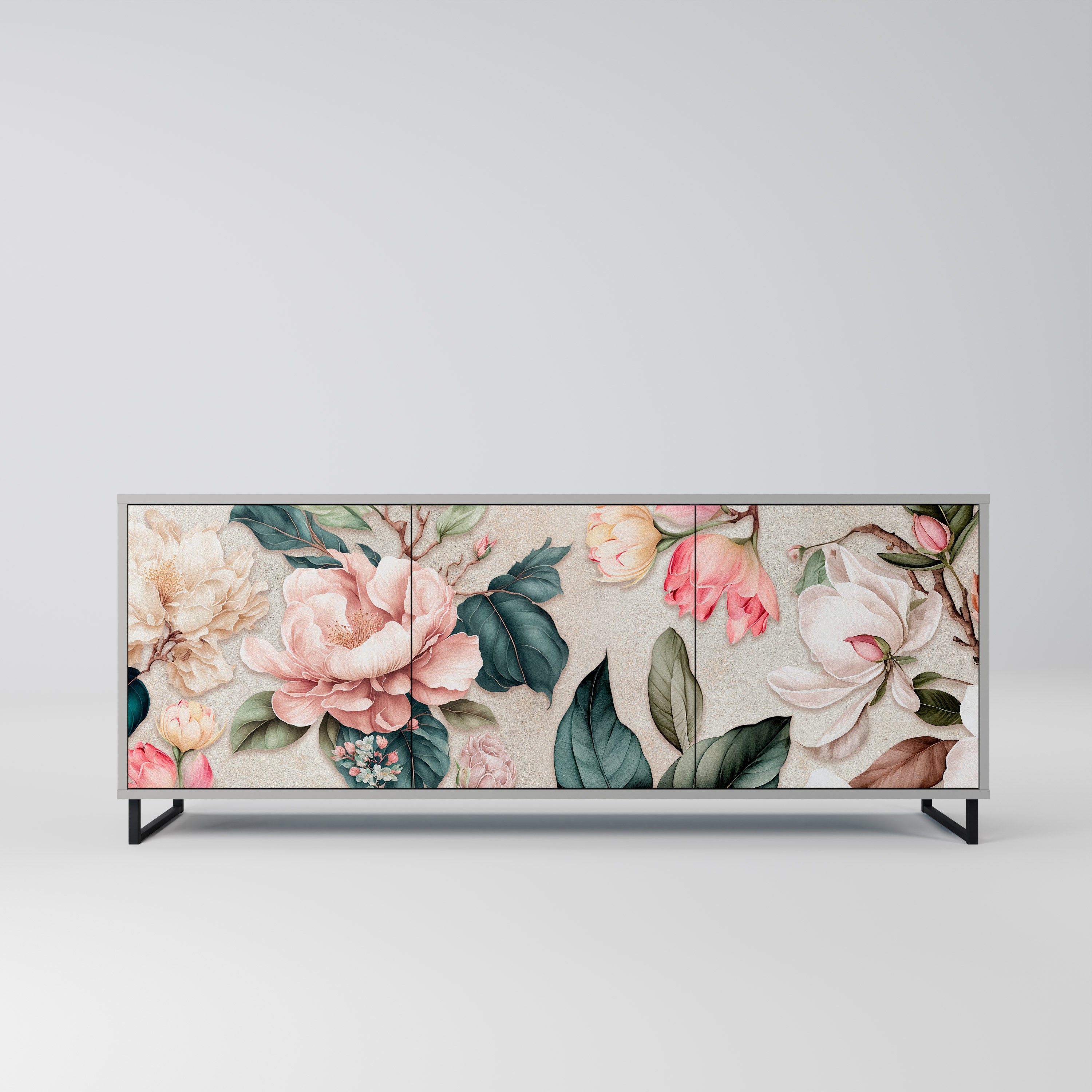 FLORAL GRACE Komoda 3-drzwiowa korpus Szary