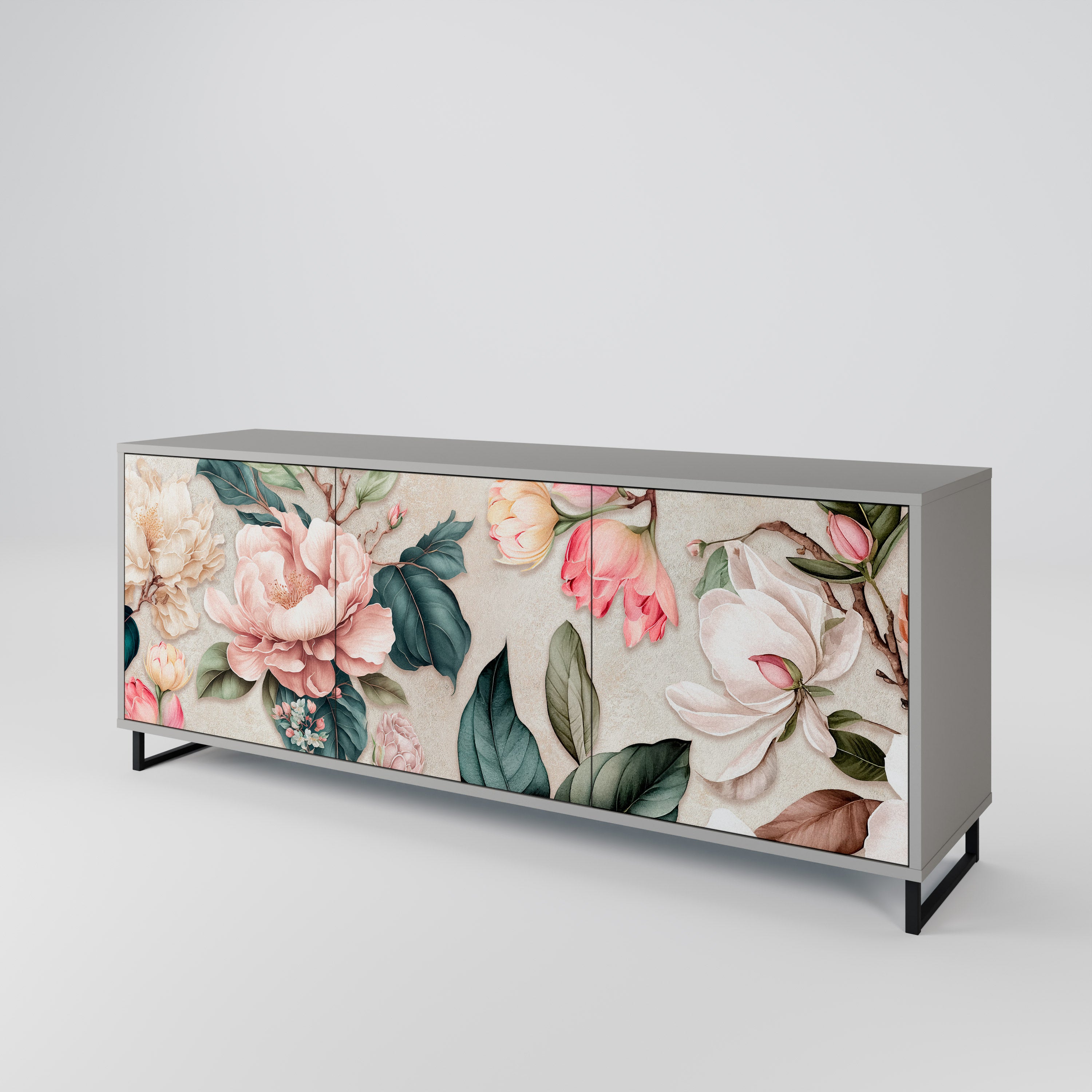 FLORAL GRACE Komoda 3-drzwiowa korpus Szary