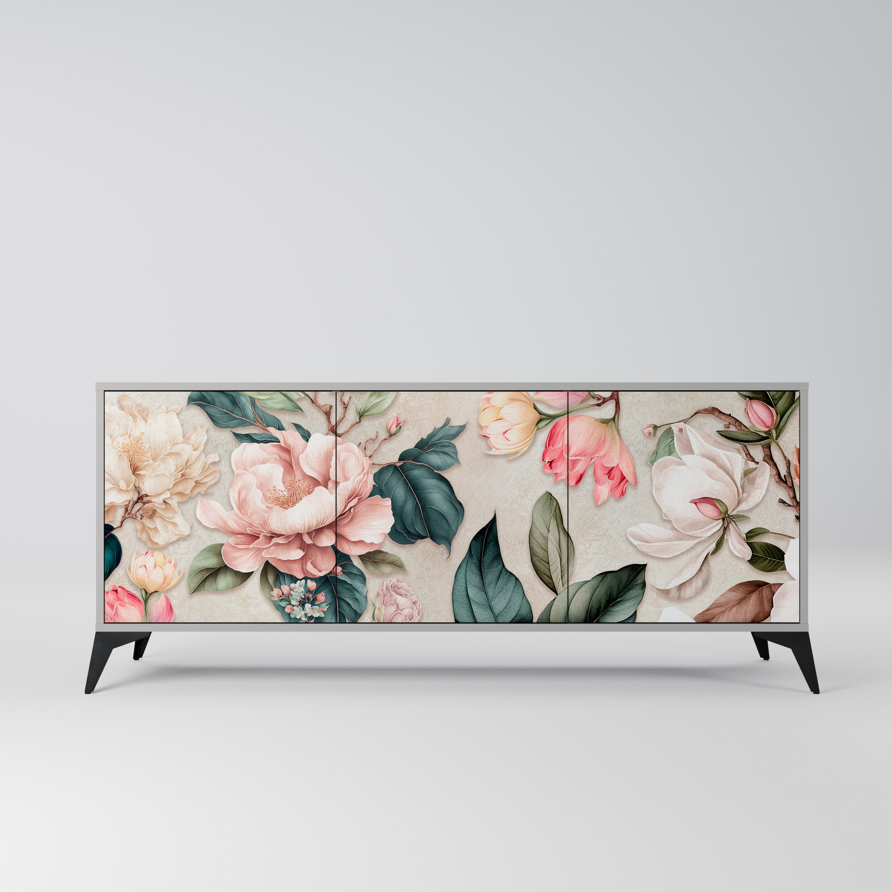 FLORAL GRACE Komoda 3-drzwiowa korpus Szary