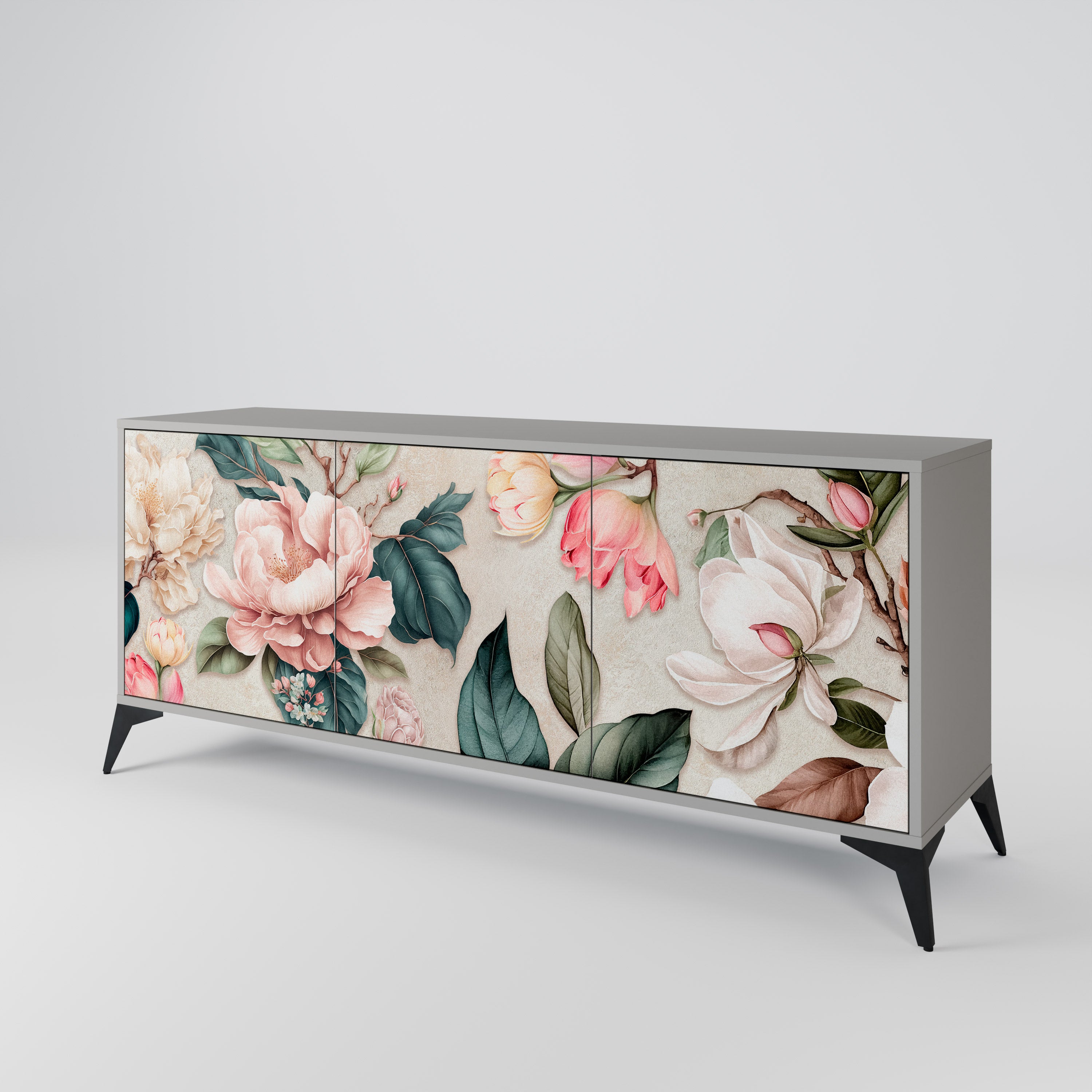 FLORAL GRACE Komoda 3-drzwiowa korpus Szary