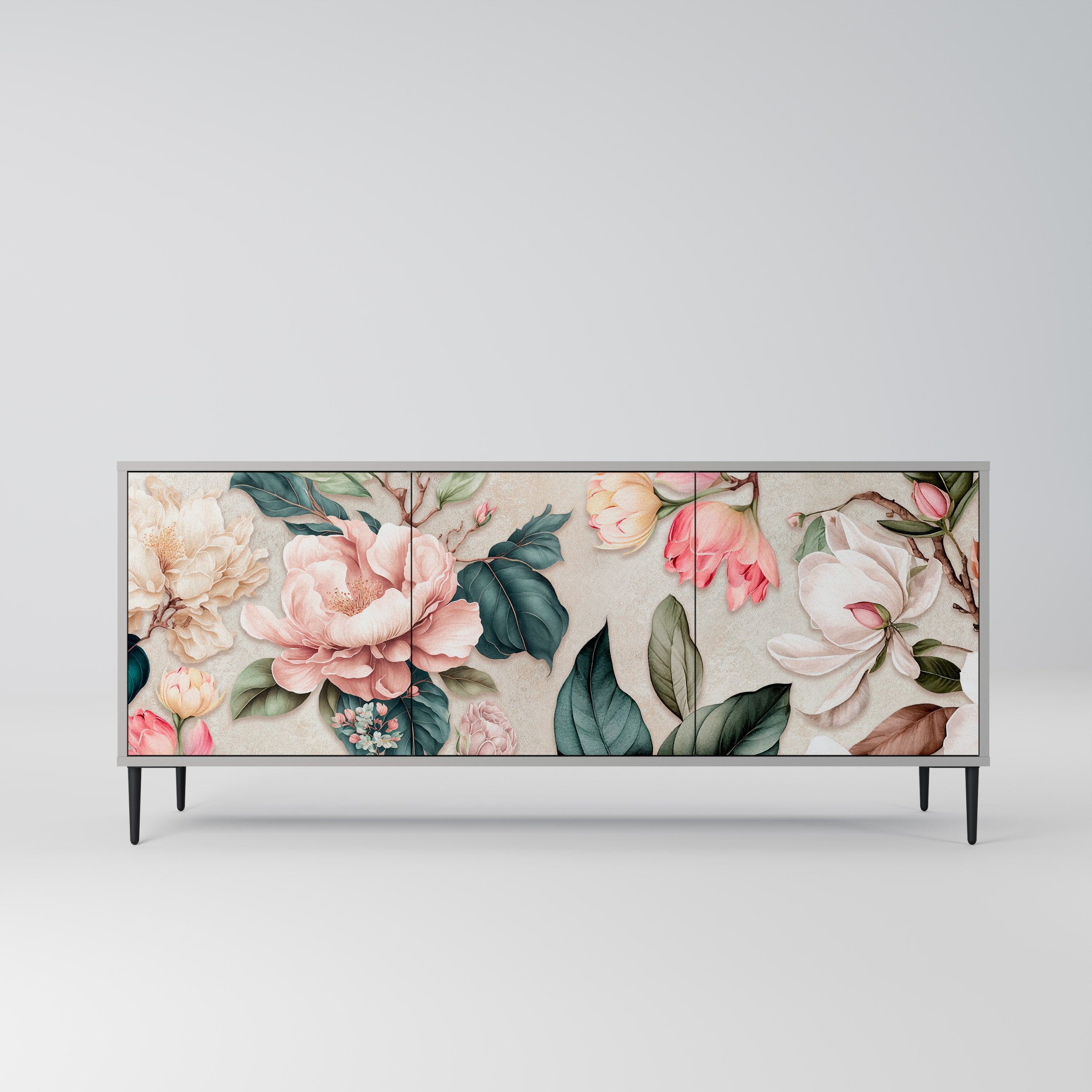 FLORAL GRACE Komoda 3-drzwiowa korpus Szary