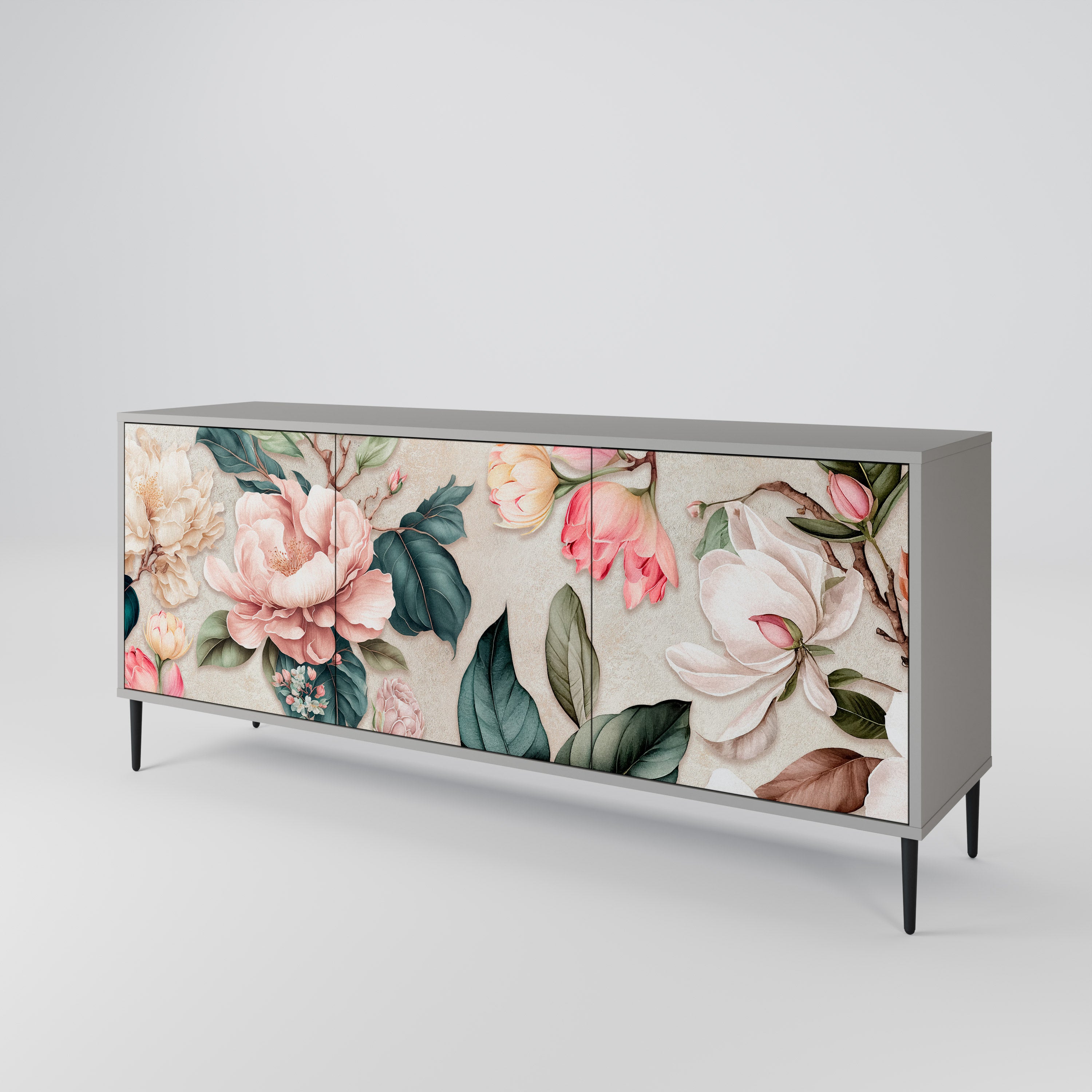 FLORAL GRACE Komoda 3-drzwiowa korpus Szary