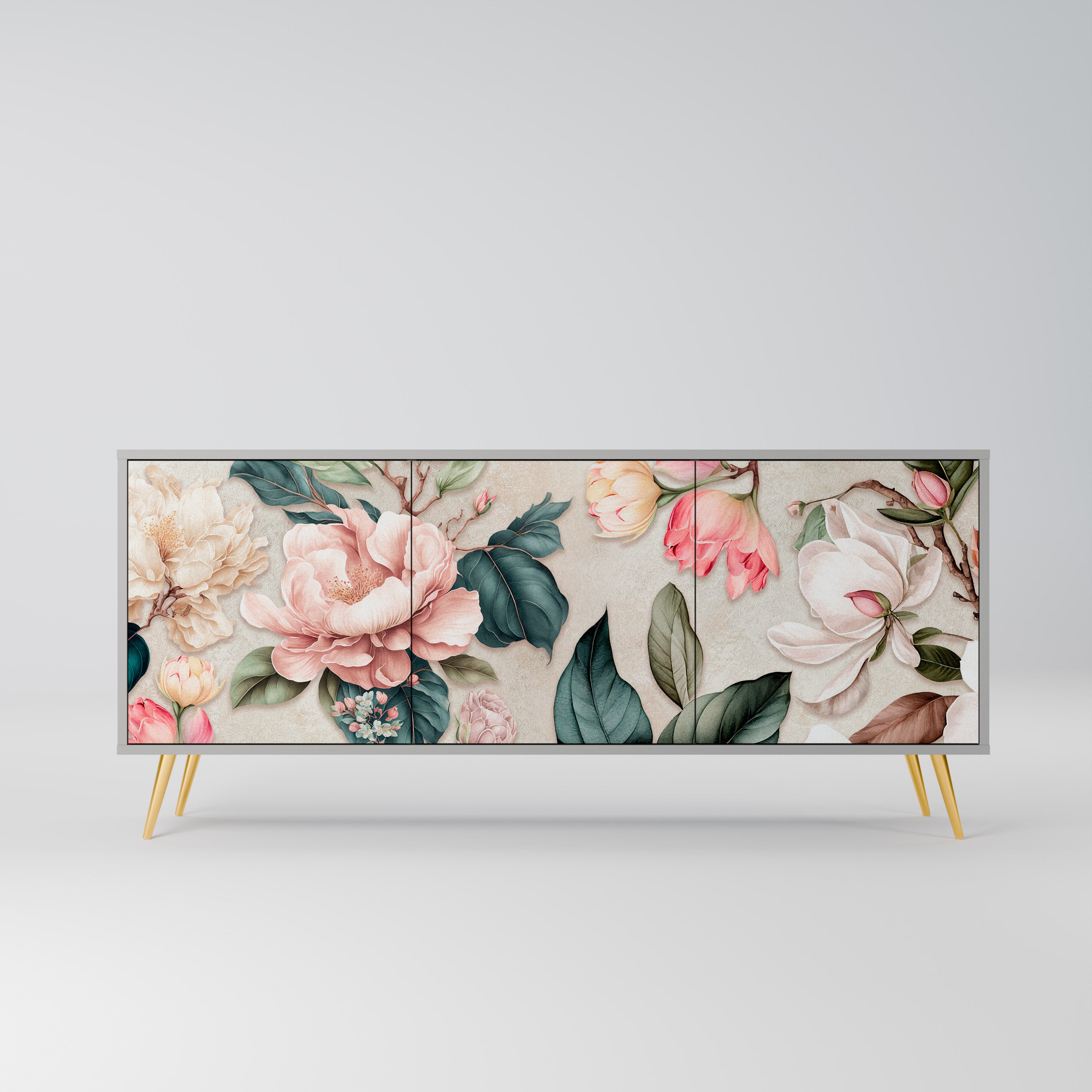 FLORAL GRACE Komoda 3-drzwiowa korpus Szary