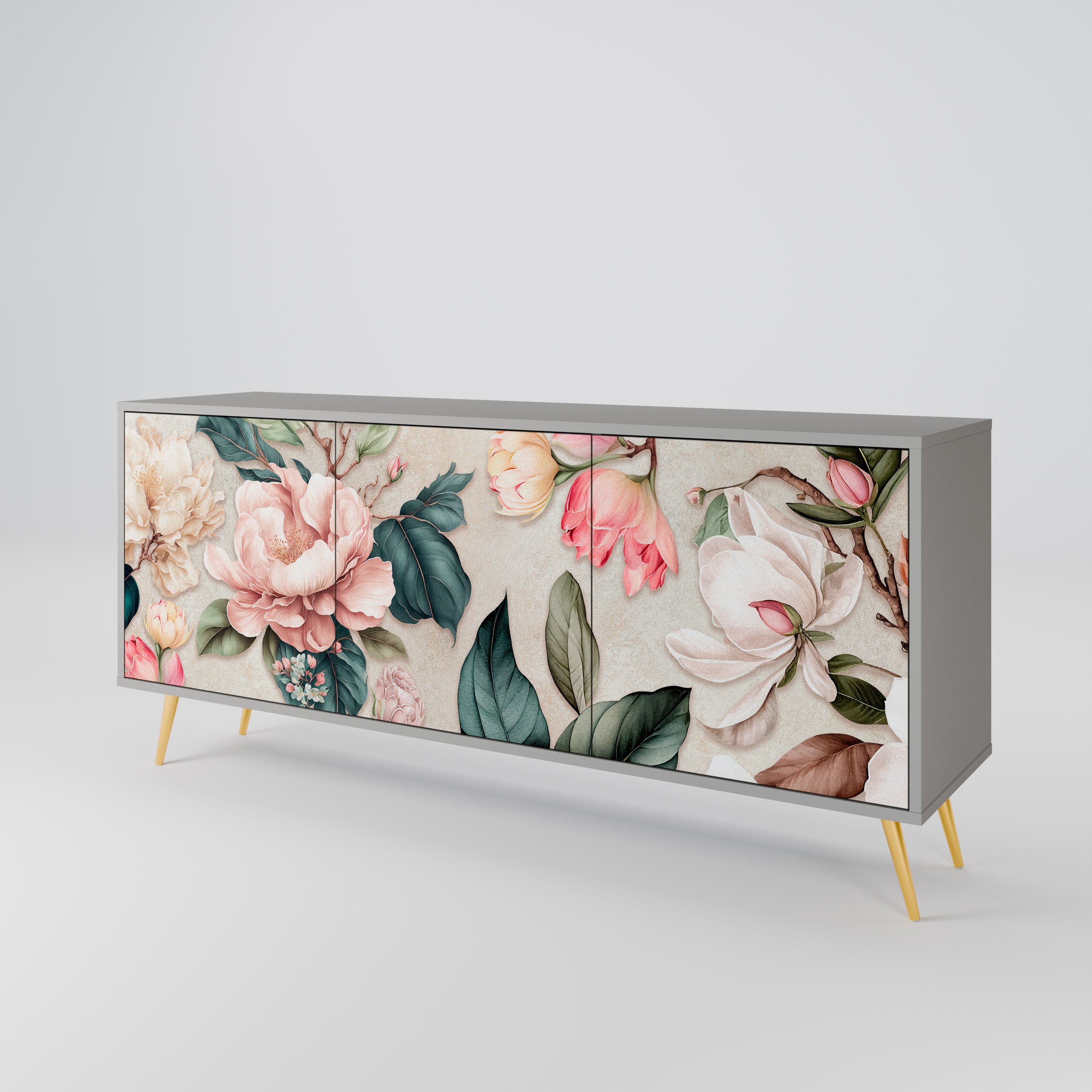 FLORAL GRACE Komoda 3-drzwiowa korpus Szary
