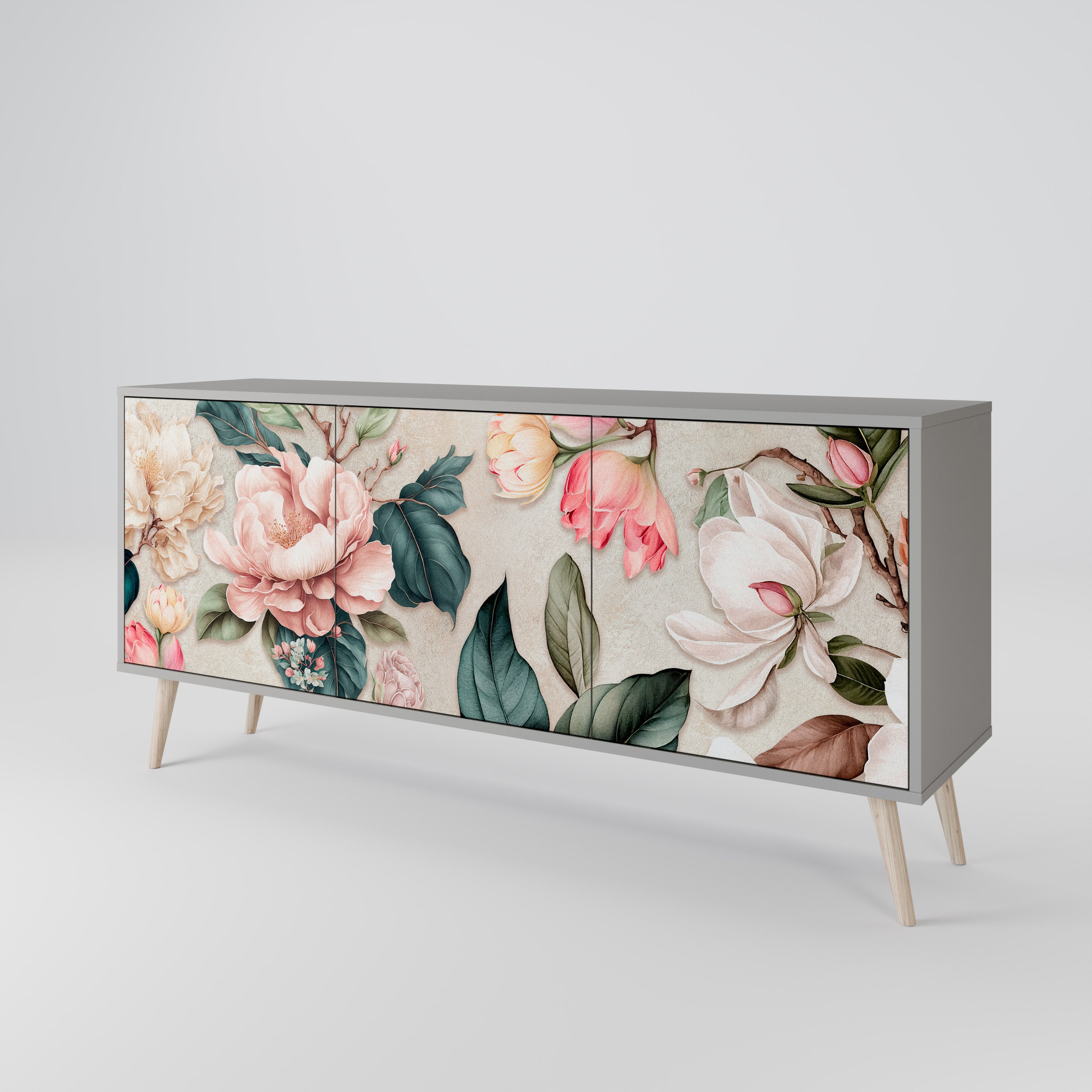 FLORAL GRACE Komoda 3-drzwiowa korpus Szary