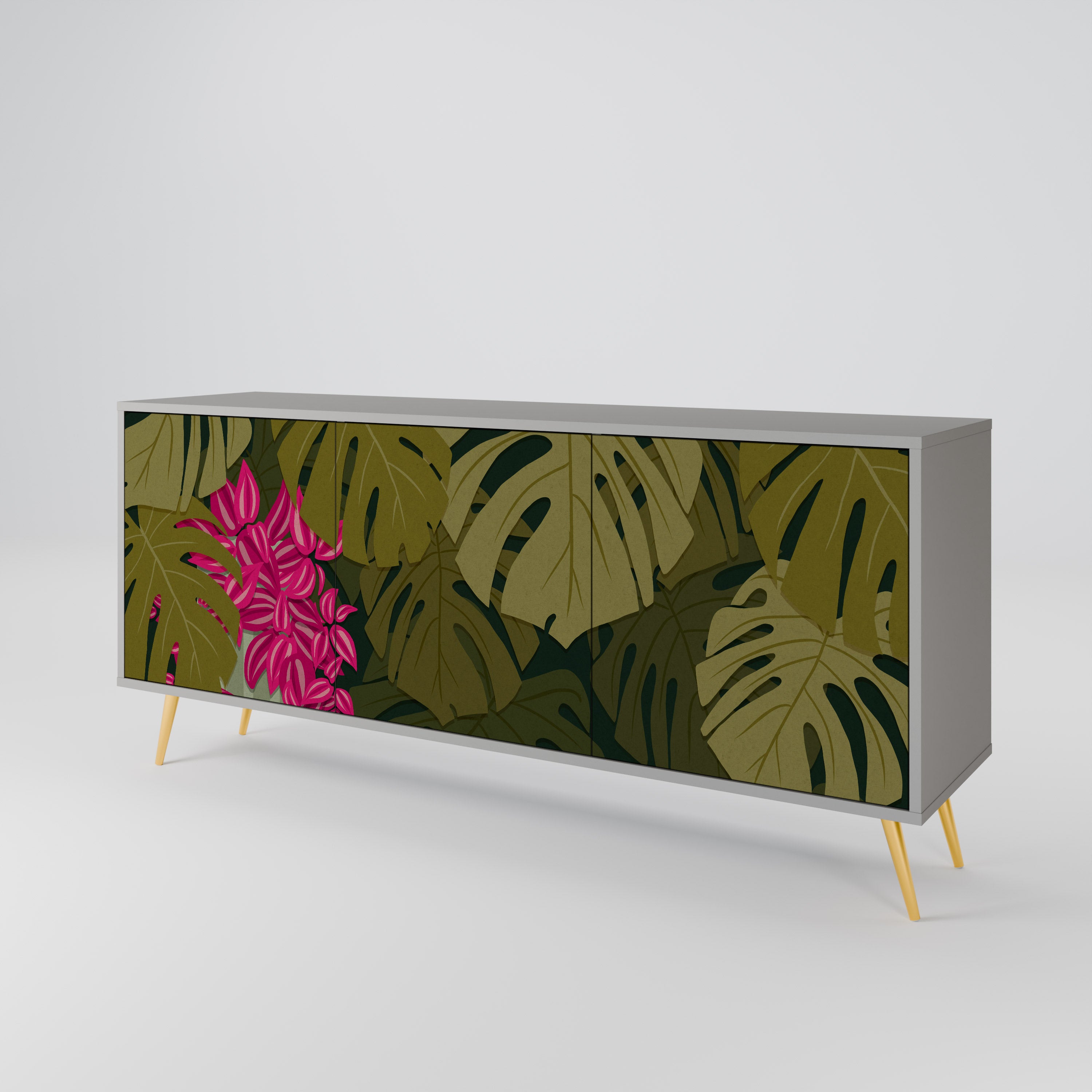 TROPICAL BEAUTY Komoda 3-drzwiowa korpus Szary