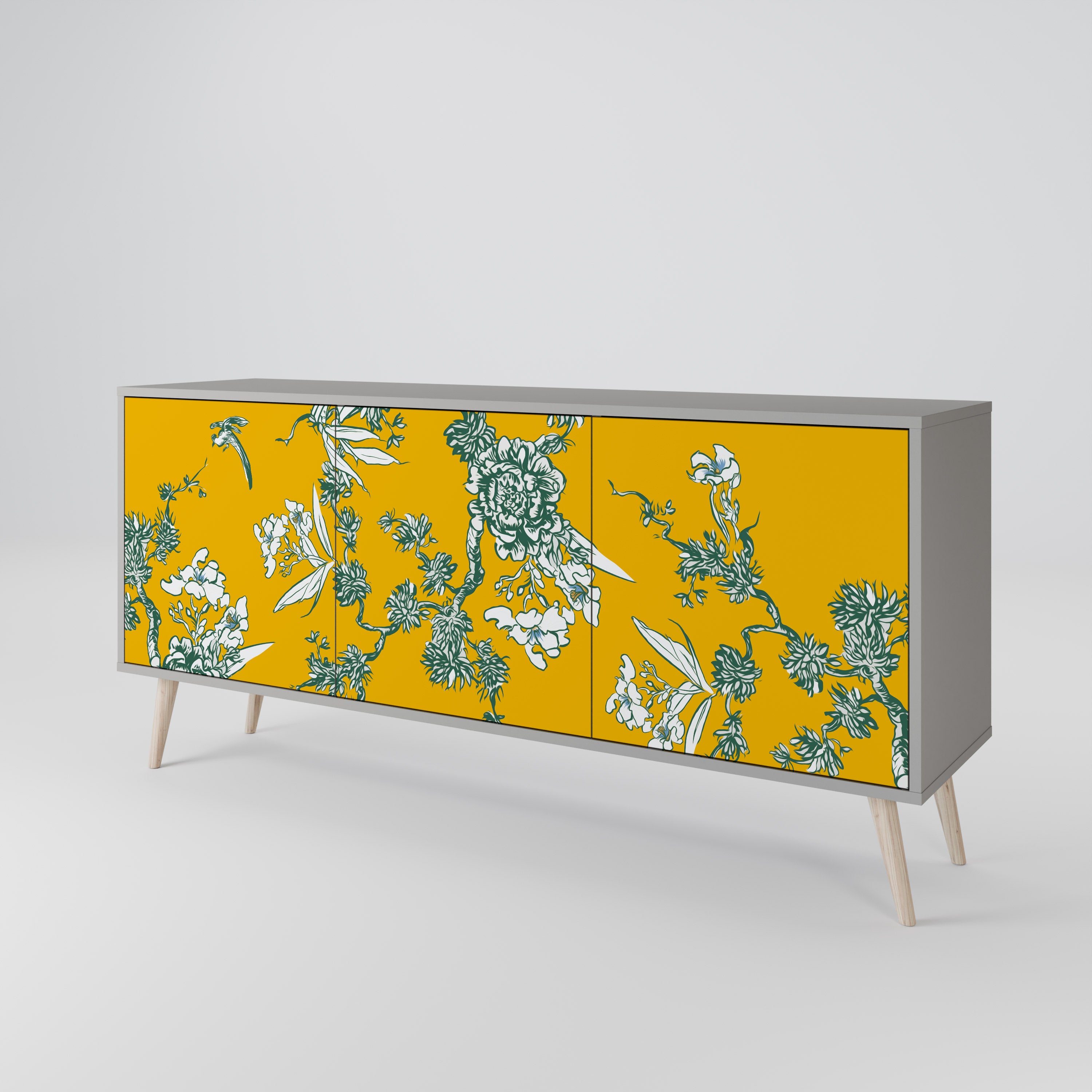 YELLOW CHINOISERIE Komoda 3-drzwiowa korpus Szary