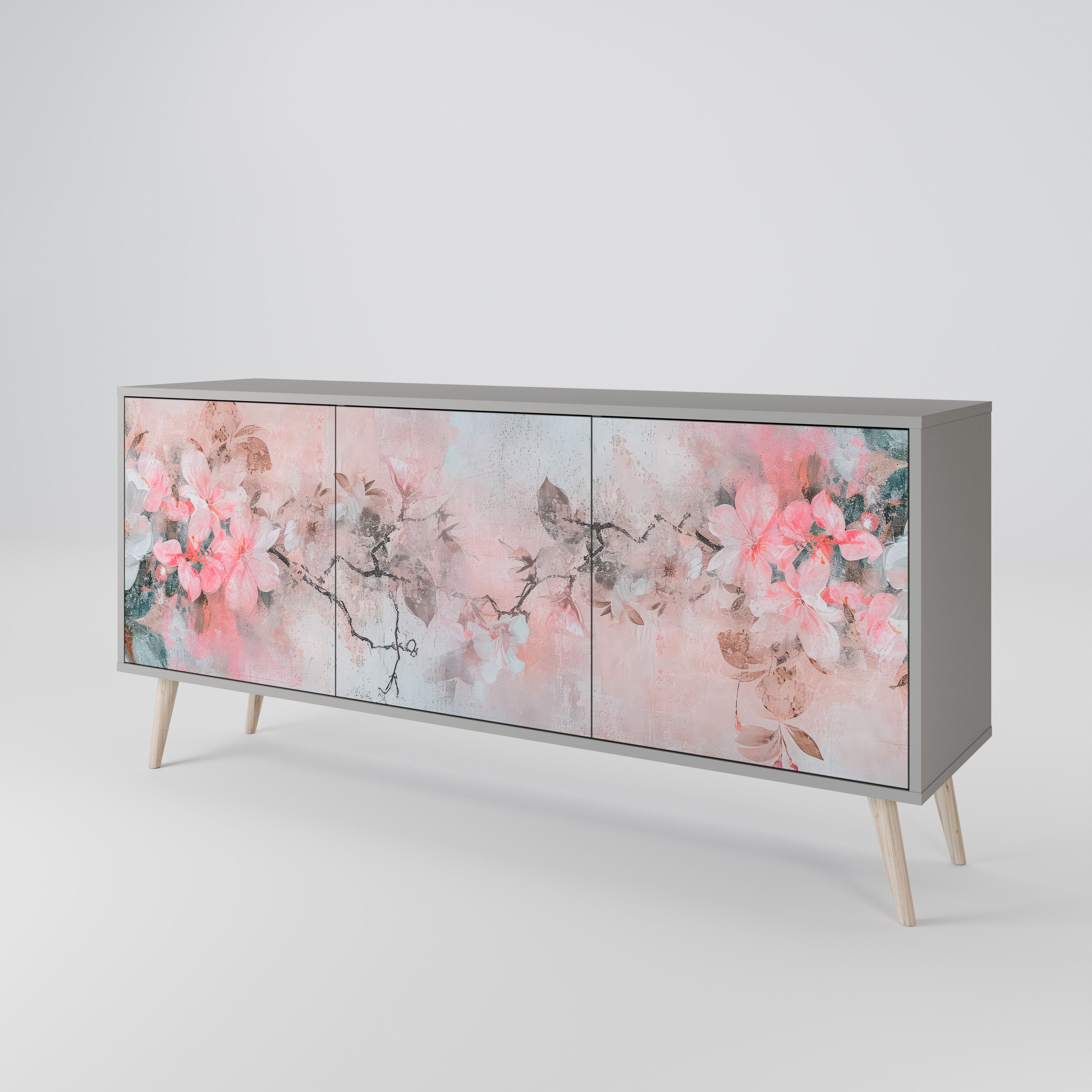 CHERRY BLOSSOM Komoda 3-drzwiowa korpus Szary
