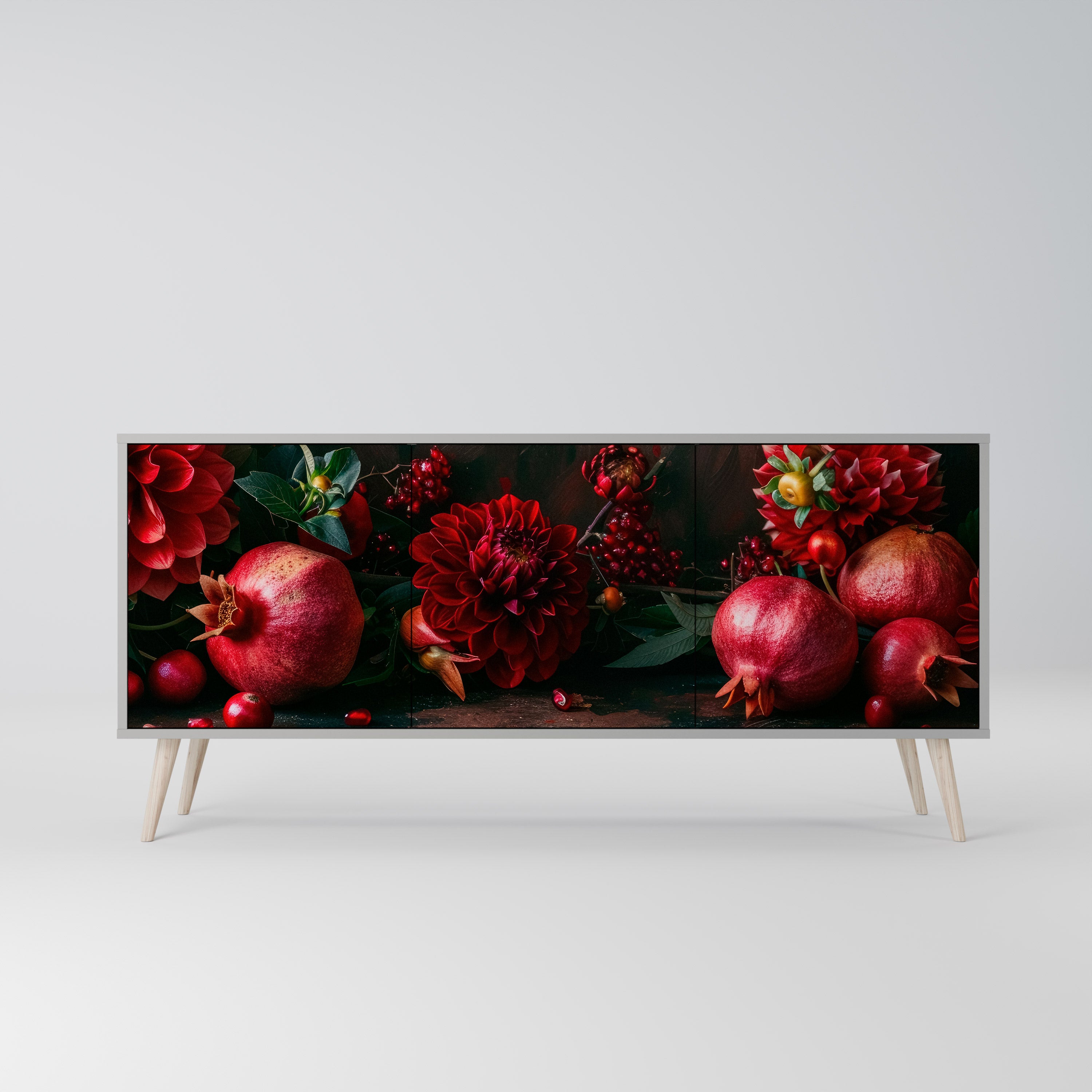 DAHLIAS AND POMEGRANATES Komoda 3-drzwiowa korpus Szary