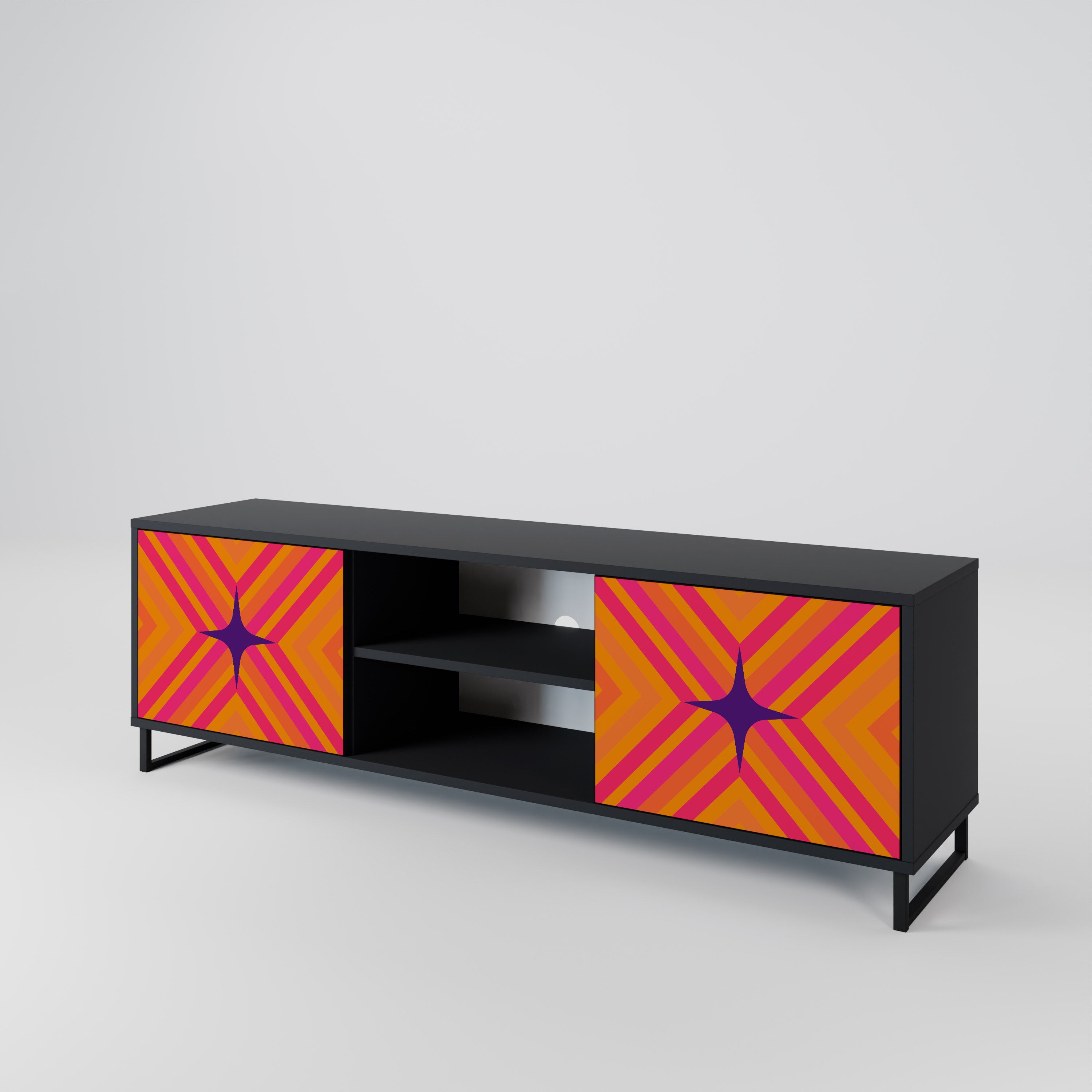GEOMETRIC BRILLIANCE Szafka RTV 2-drzwiowa korpus Czarny