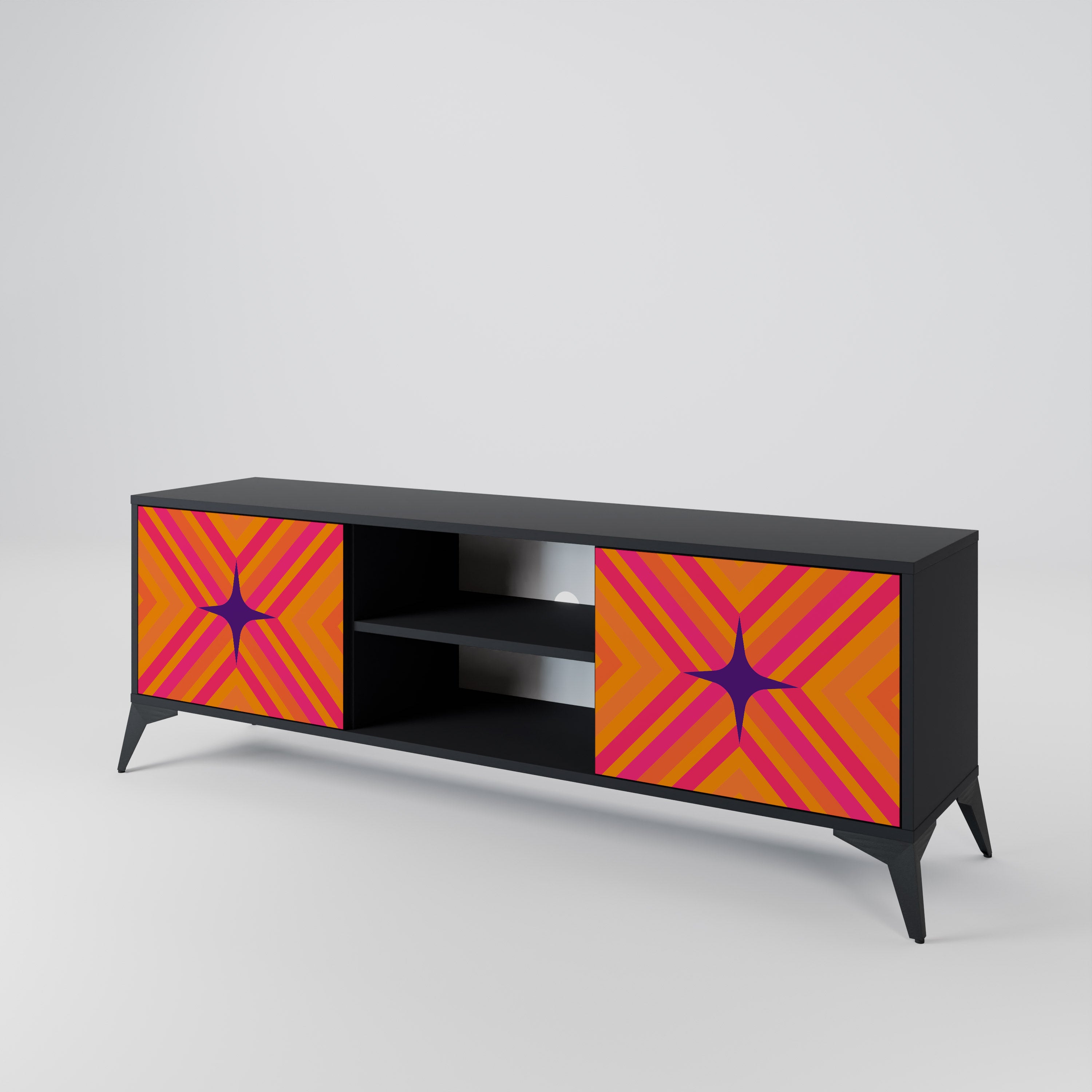 GEOMETRIC BRILLIANCE Szafka RTV 2-drzwiowa korpus Czarny