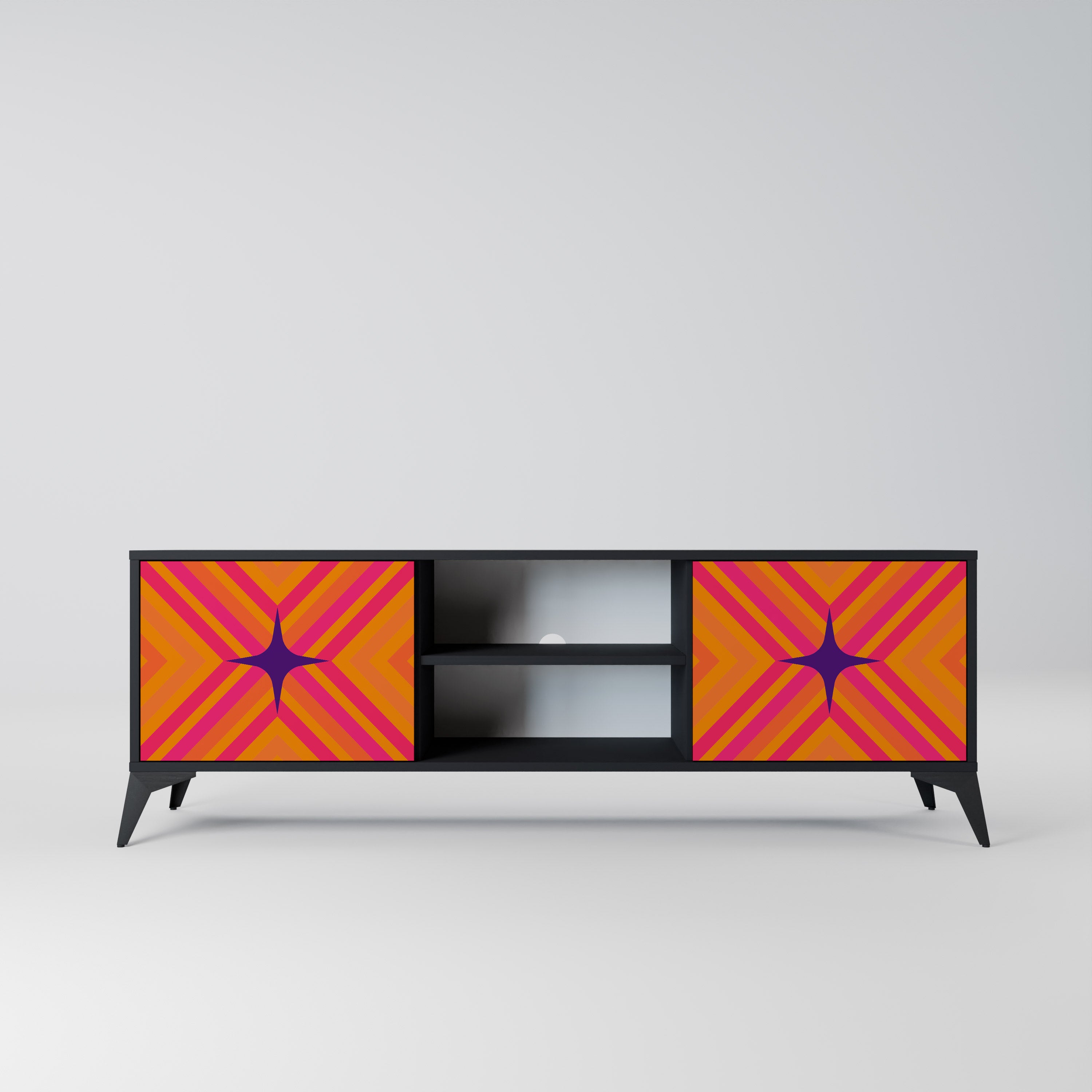 GEOMETRIC BRILLIANCE Szafka RTV 2-drzwiowa korpus Czarny