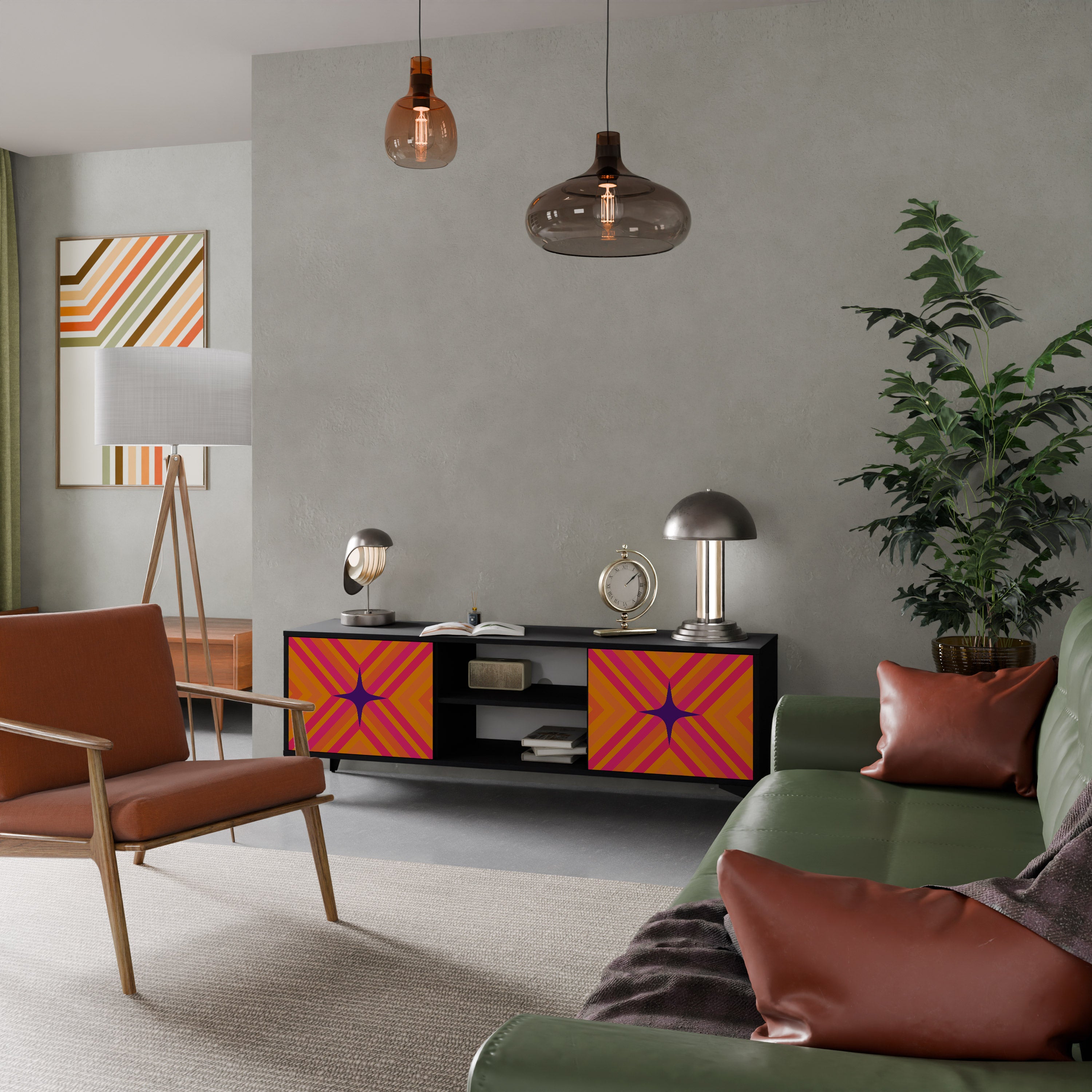 GEOMETRIC BRILLIANCE Szafka RTV 2-drzwiowa korpus Czarny