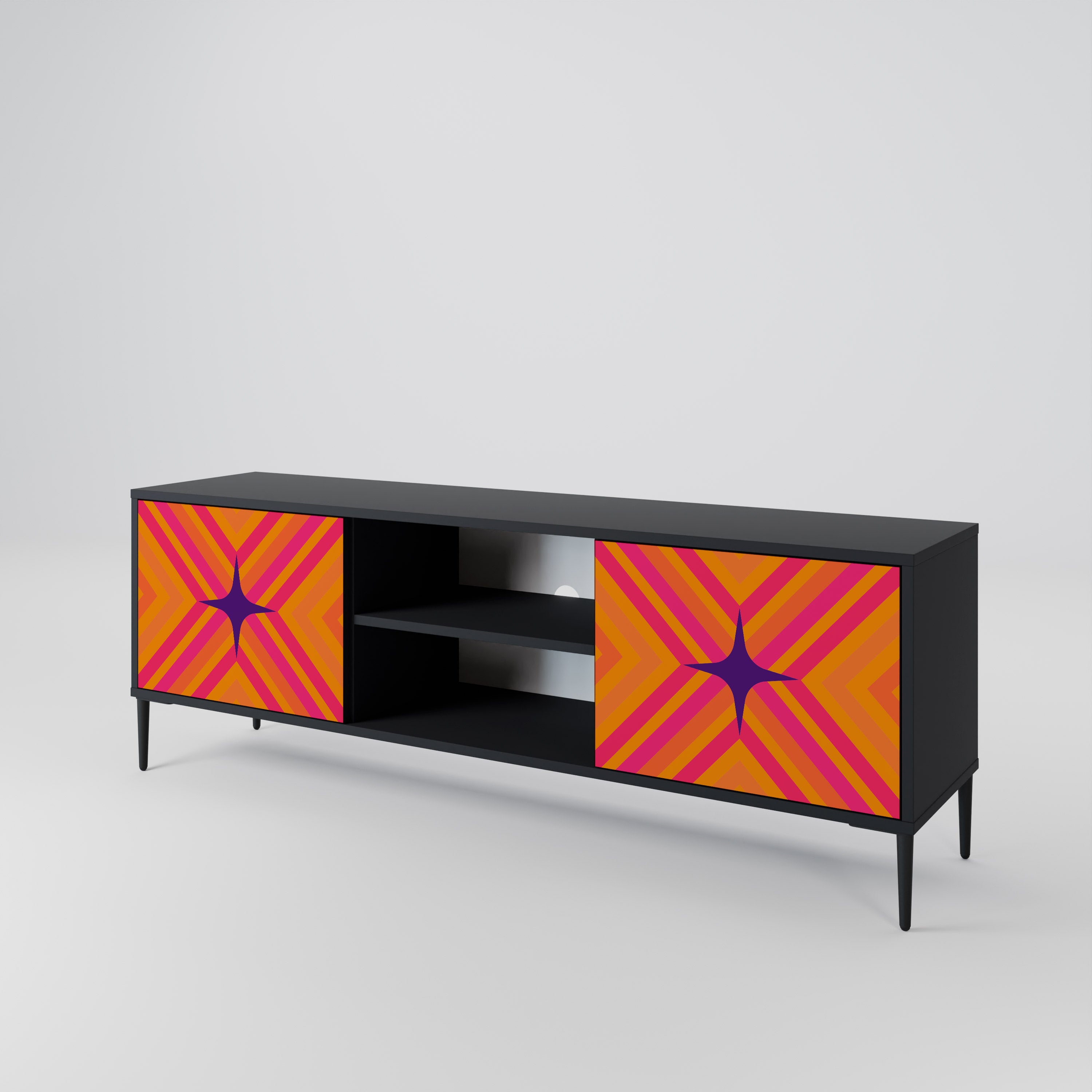GEOMETRIC BRILLIANCE Szafka RTV 2-drzwiowa korpus Czarny
