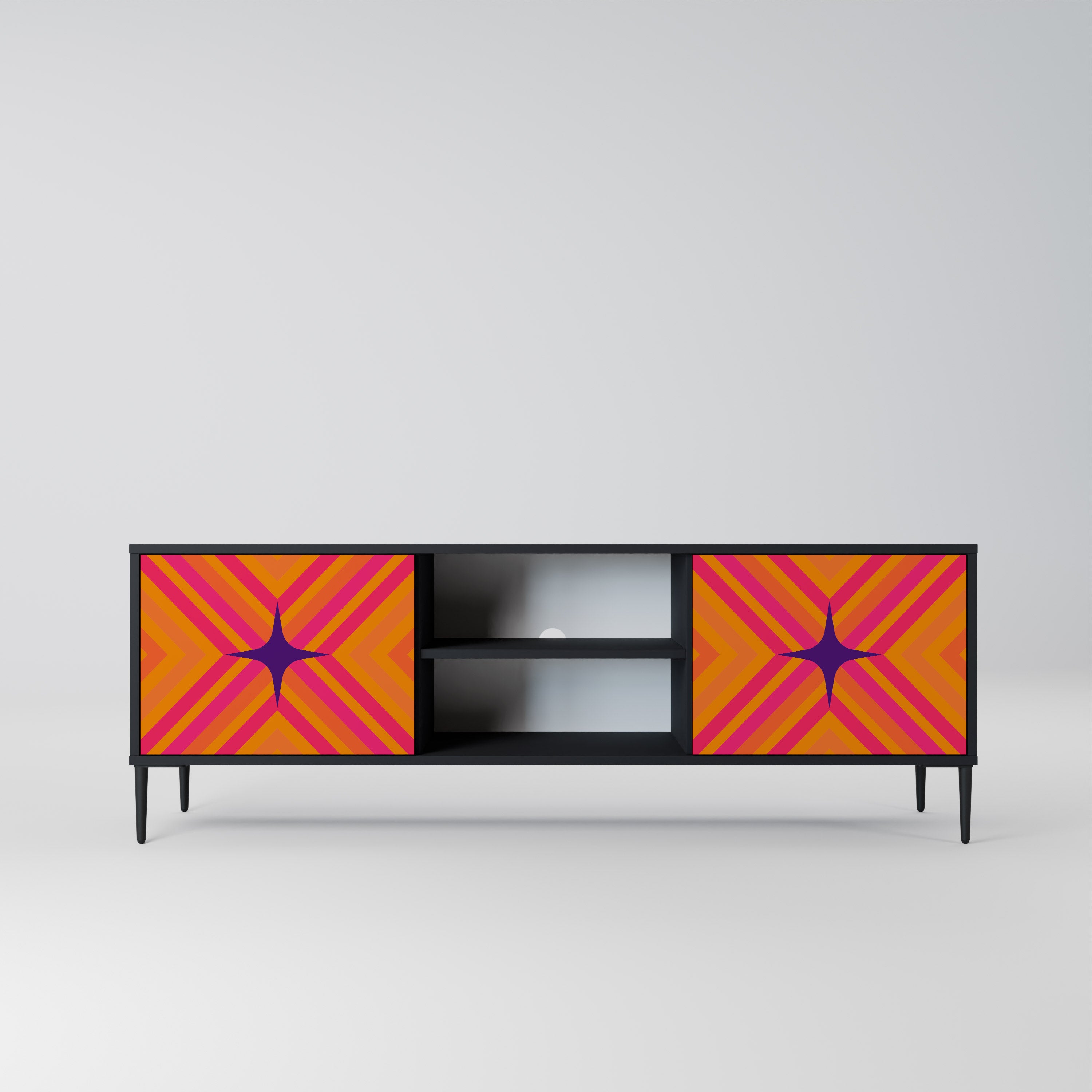 GEOMETRIC BRILLIANCE Szafka RTV 2-drzwiowa korpus Czarny