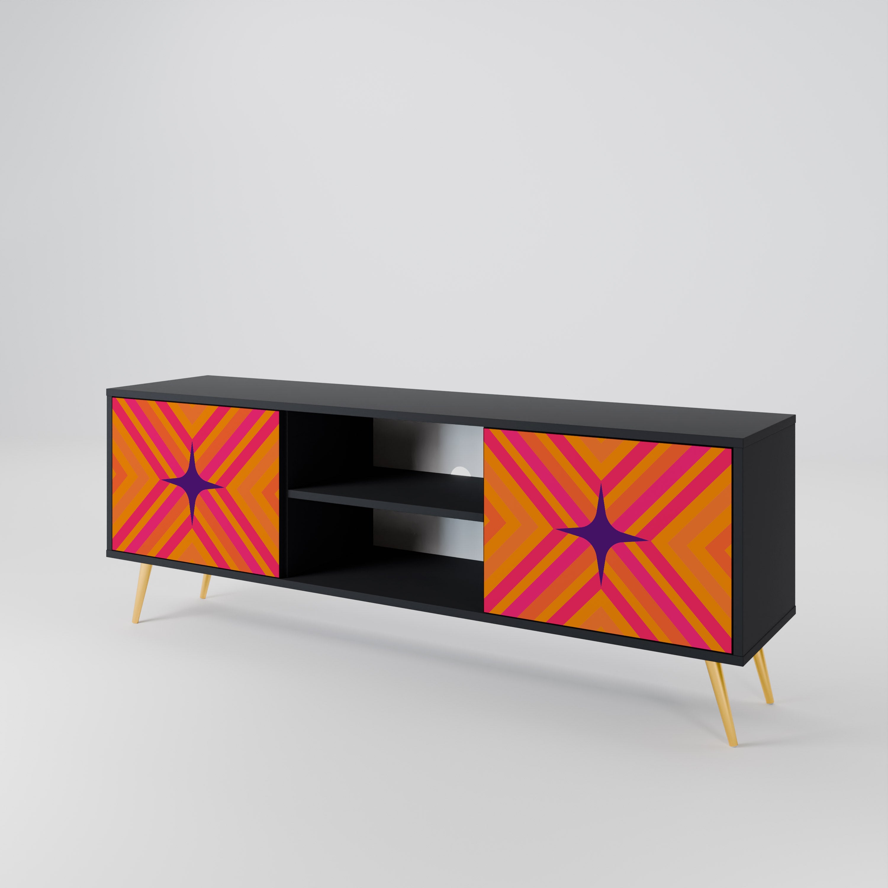 GEOMETRIC BRILLIANCE Szafka RTV 2-drzwiowa korpus Czarny