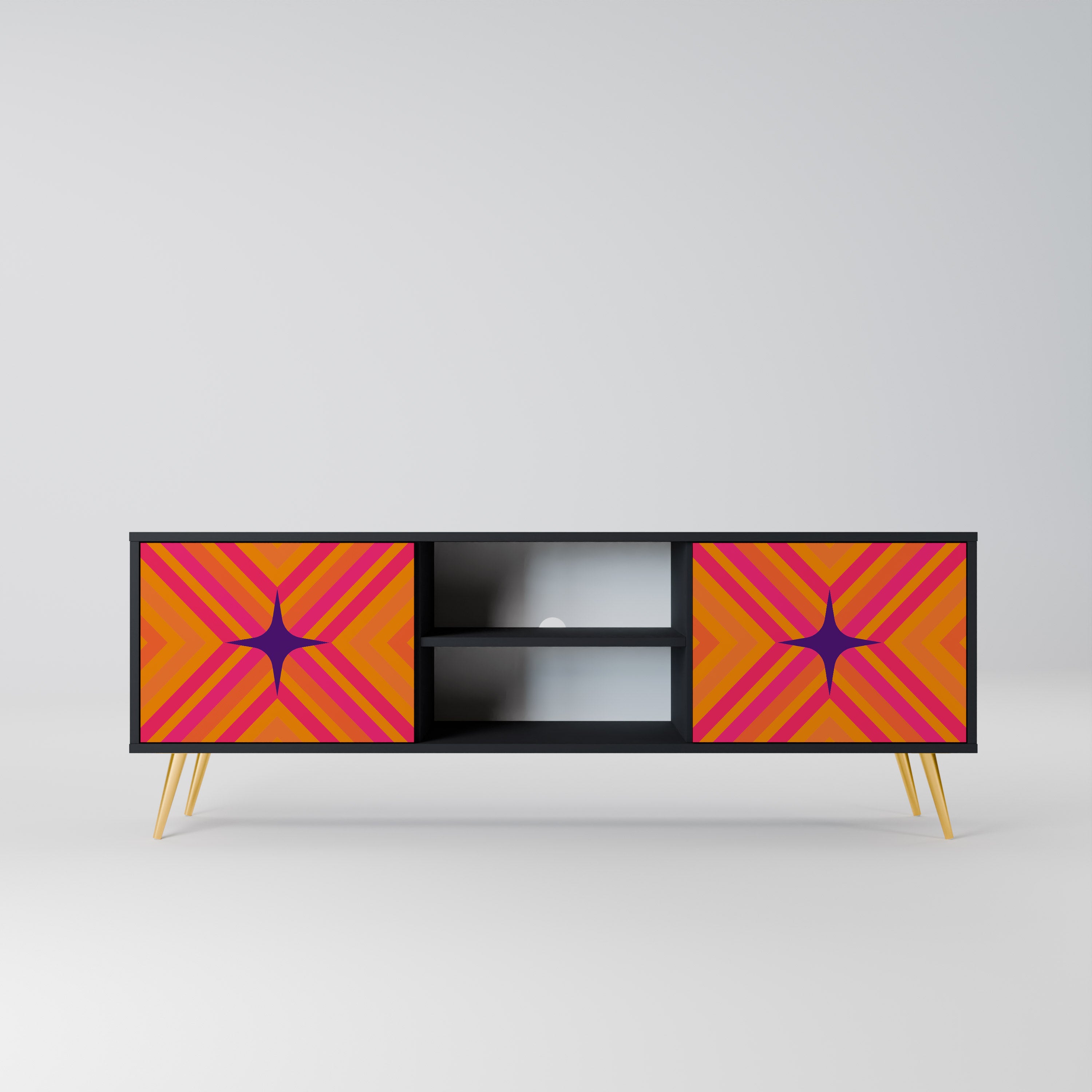 GEOMETRIC BRILLIANCE Szafka RTV 2-drzwiowa korpus Czarny
