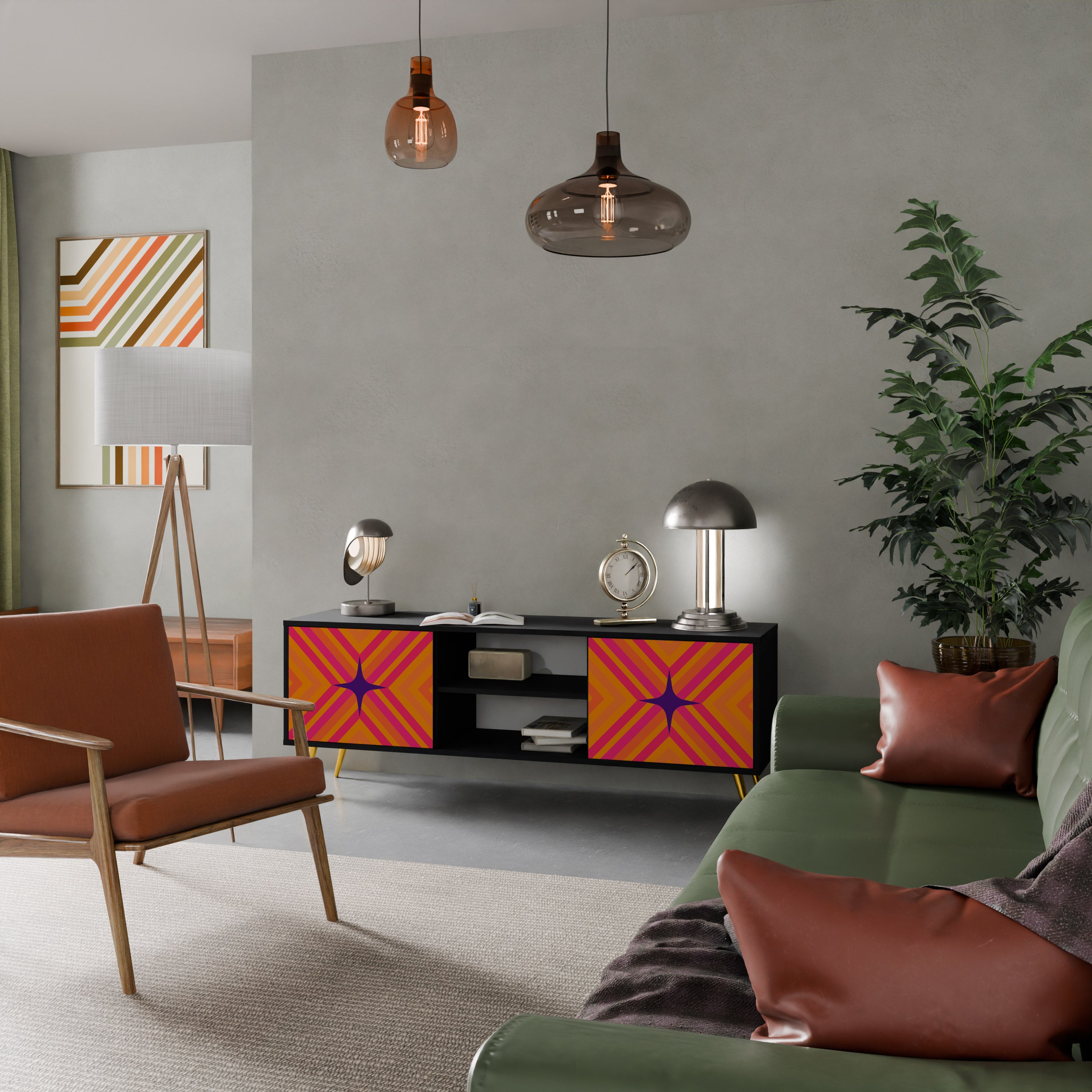 GEOMETRIC BRILLIANCE Szafka RTV 2-drzwiowa korpus Czarny