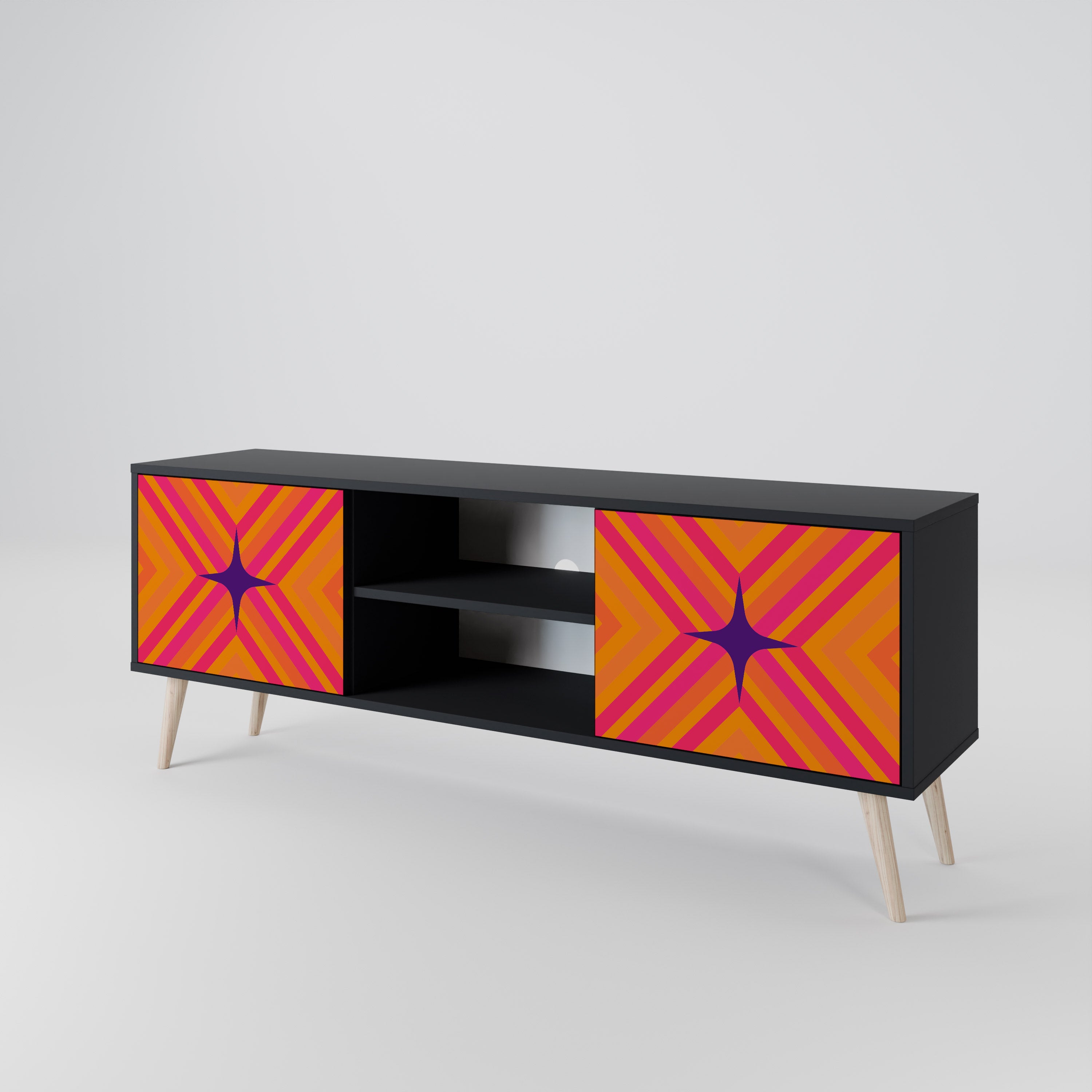 GEOMETRIC BRILLIANCE Szafka RTV 2-drzwiowa korpus Czarny