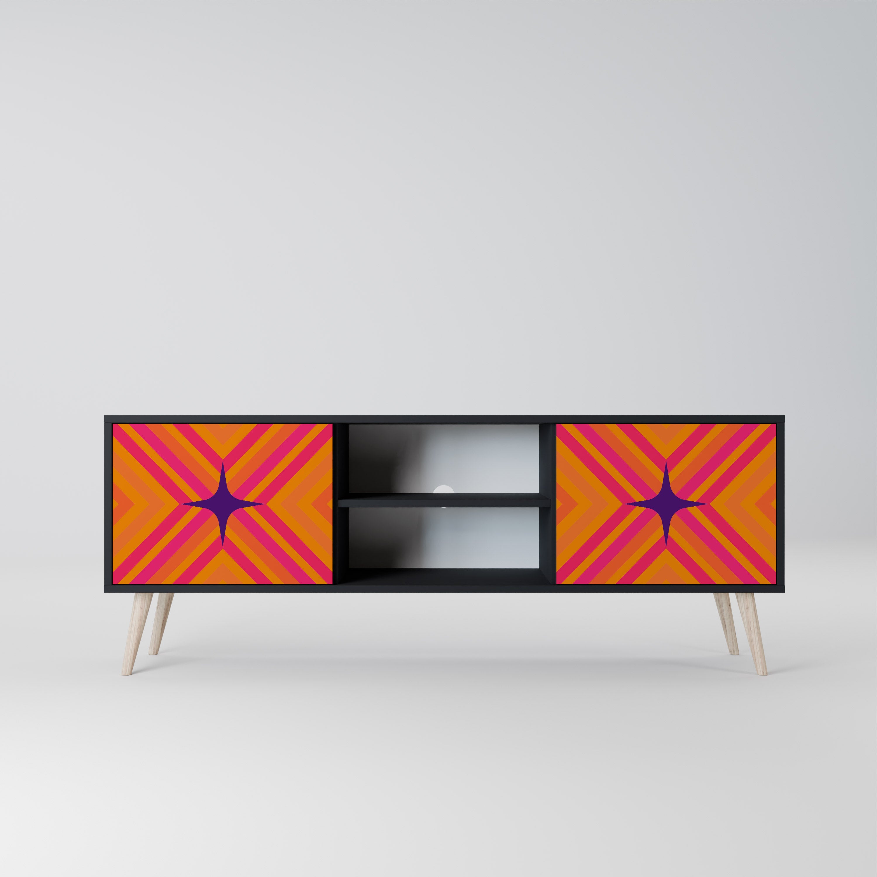 GEOMETRIC BRILLIANCE Szafka RTV 2-drzwiowa korpus Czarny