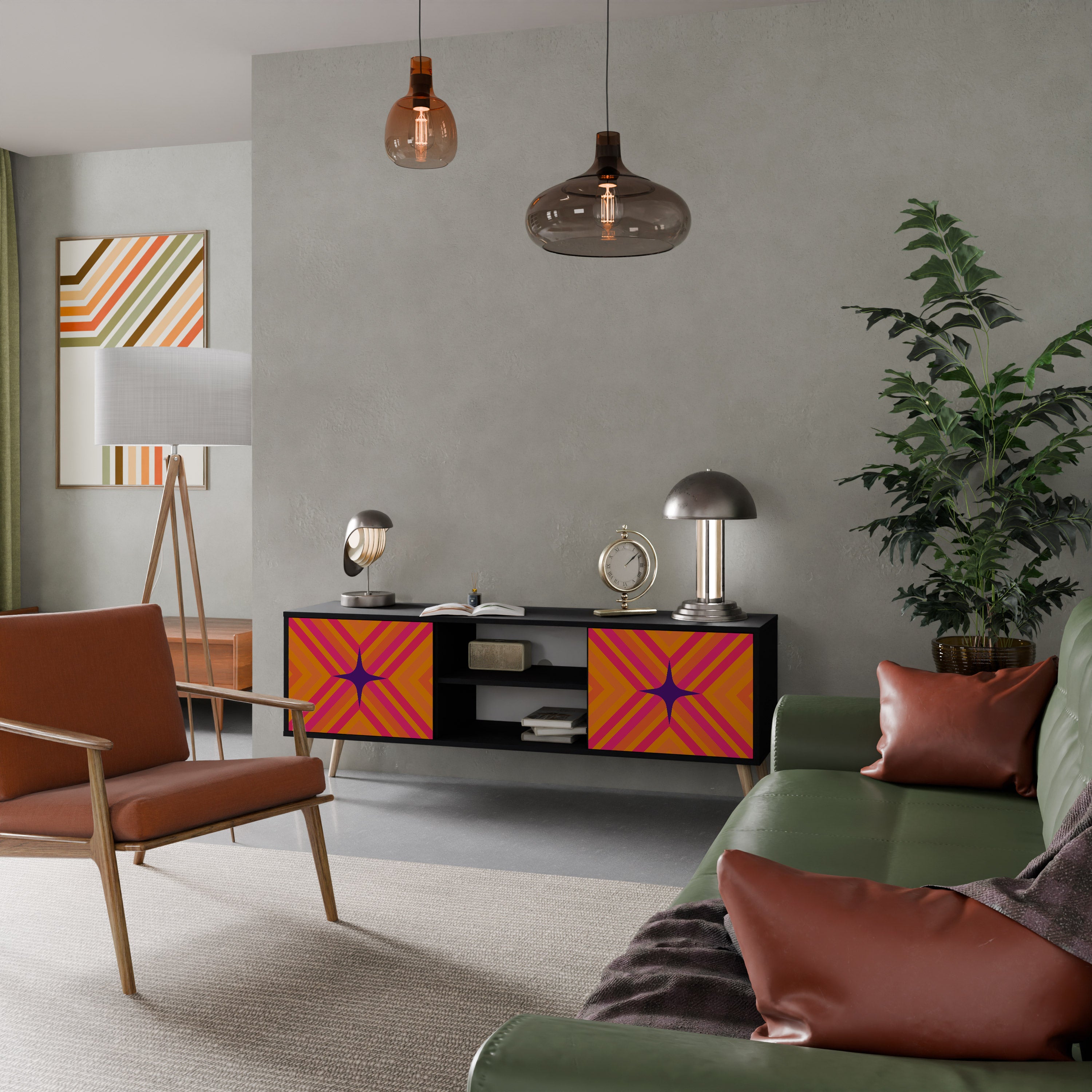 GEOMETRIC BRILLIANCE Szafka RTV 2-drzwiowa korpus Czarny